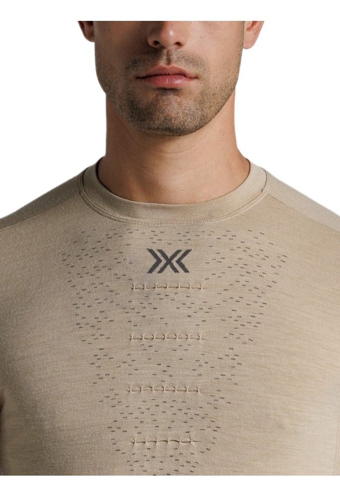 X-Bionic Langarmshirt Mightywool Shirt LS (Merinowolle, warm) sand/beige Herren