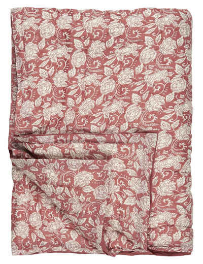 Tagesdecke Ib Laursen - Decke Quilt Tagesdecke Überwurf Rot Weiß Blumen, Ib Laursen