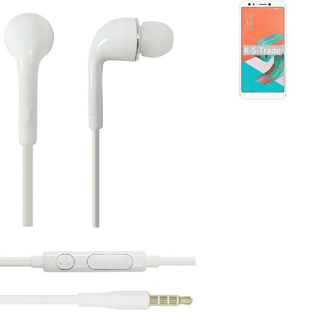 Asus 5 Mikrofon mit ZenFone Lautstärkeregler K-S-Trade Headset (Kopfhörer weiß 3,5mm) Lite SD630 In-Ear-Kopfhörer für u
