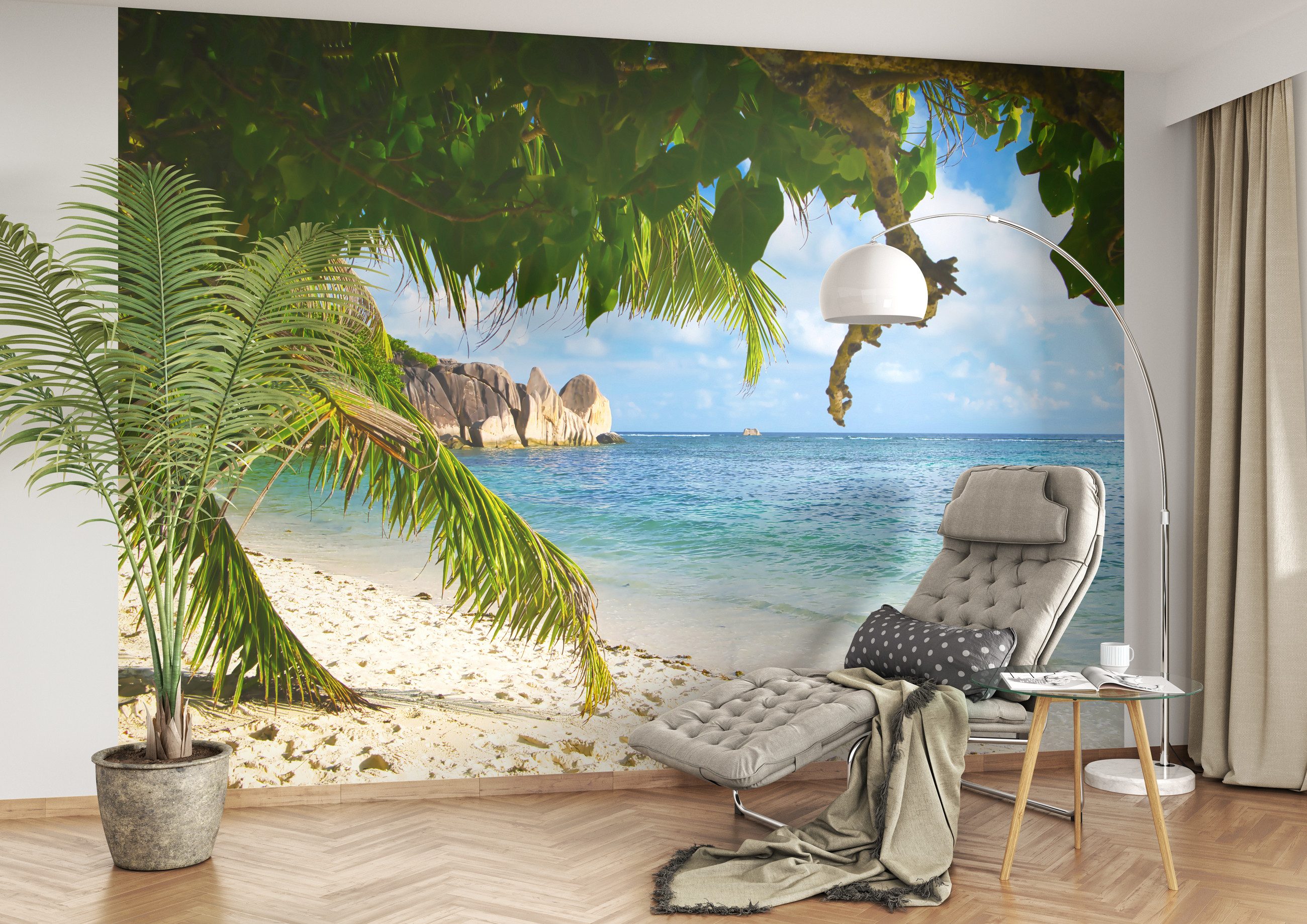 Rasch Fototapete Strand Insel Paradies - 2,65m x 3,71m, glatt, Meer, Natur, tropisch, Strand, Landschaft, (1 Rolle, 1 St), Landschaft