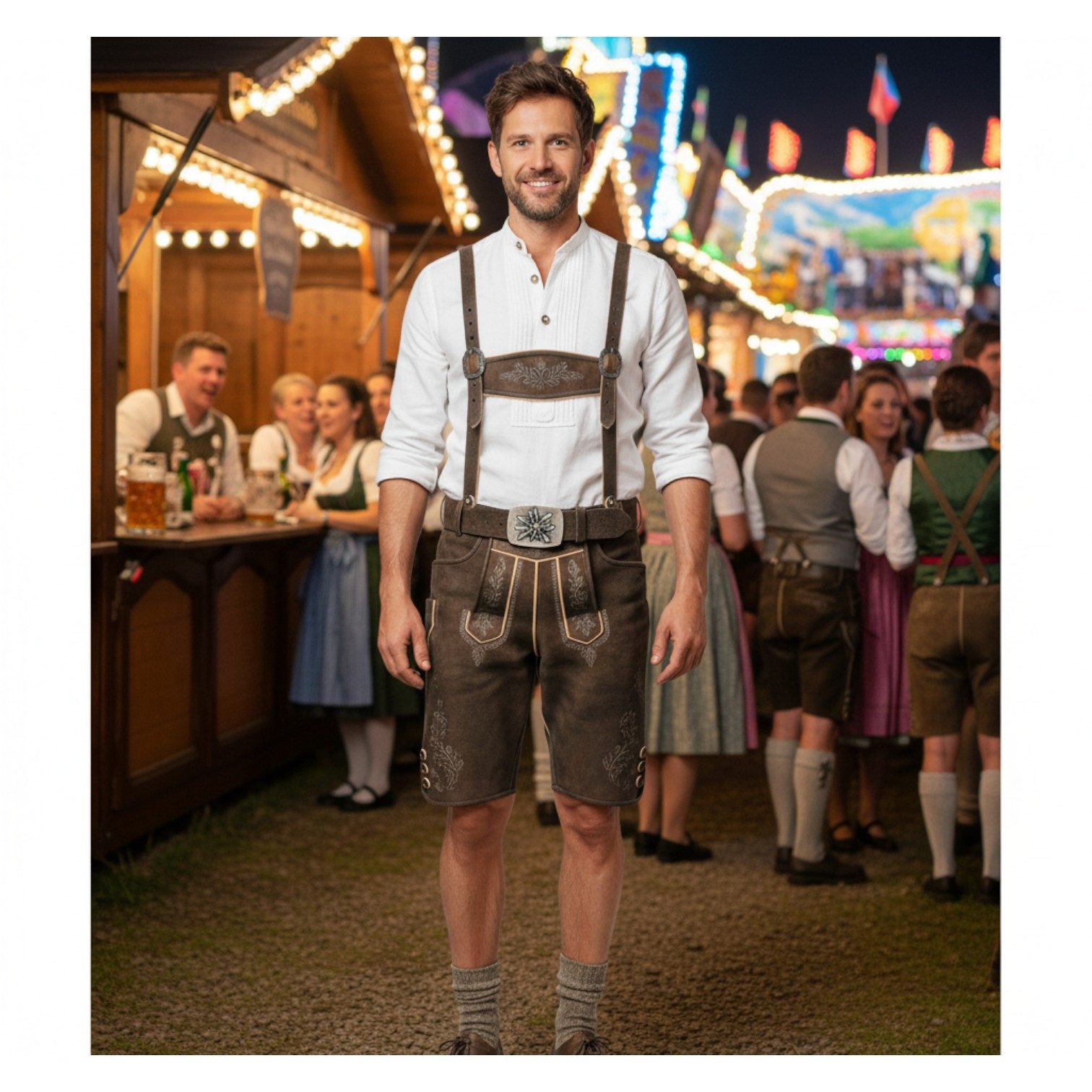 FRONHOFER Ledergürtel Trachten breit (1-St) Edelweiß-Schnalle, für Lederhose