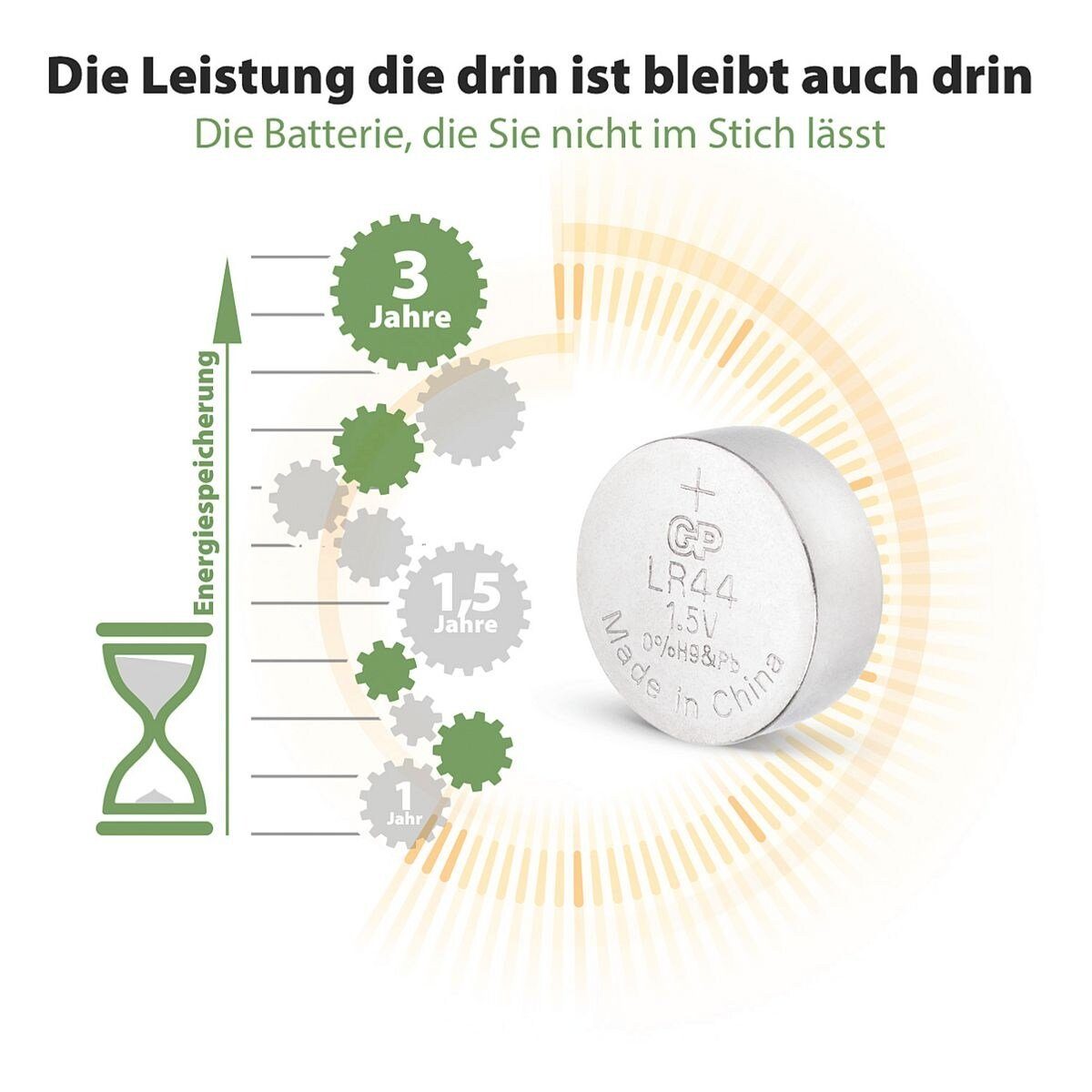 GP Batteries LR44 / A76 Knopfzelle, (1.5 V, 5 St), 1,5 V, Alkali