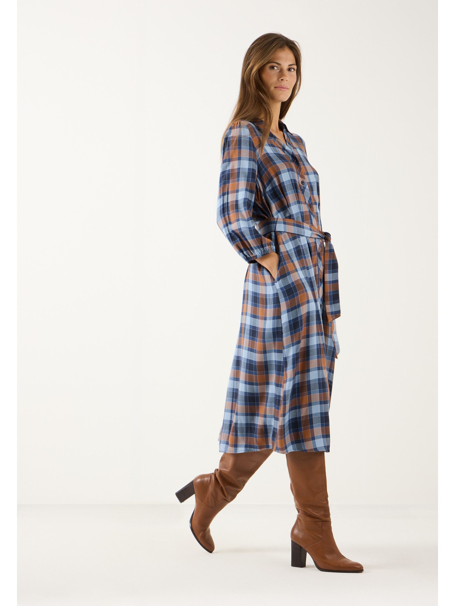 MORE&MORE Blusenkleid feminines Casual-Karokleid