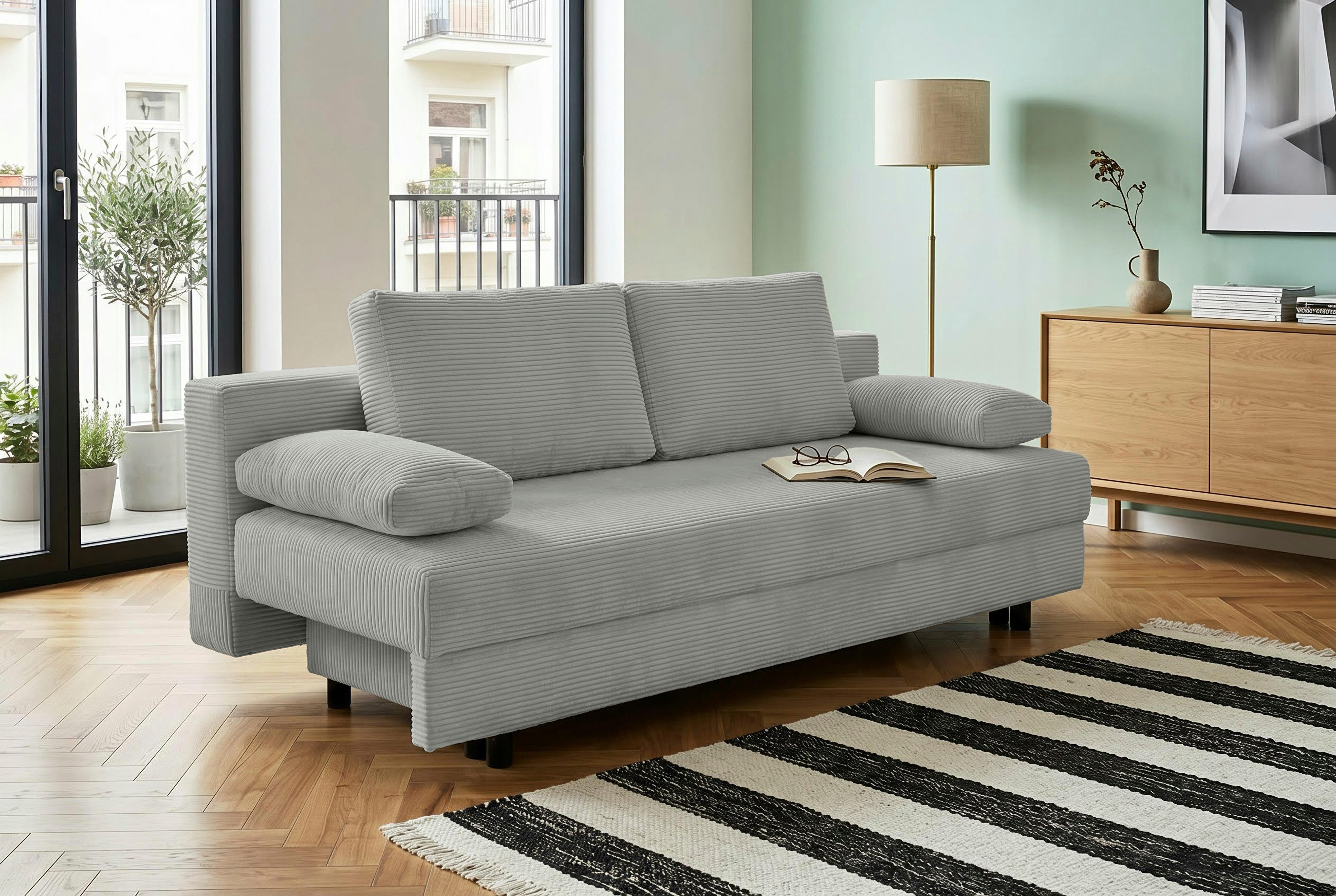 OTTO home Schlafsofa ONNIKO Cord, Breite: 192 cm, Liegefläche 121x192 cm, softer Cord-Bezug, mit Bettfunktion & Bettkasten