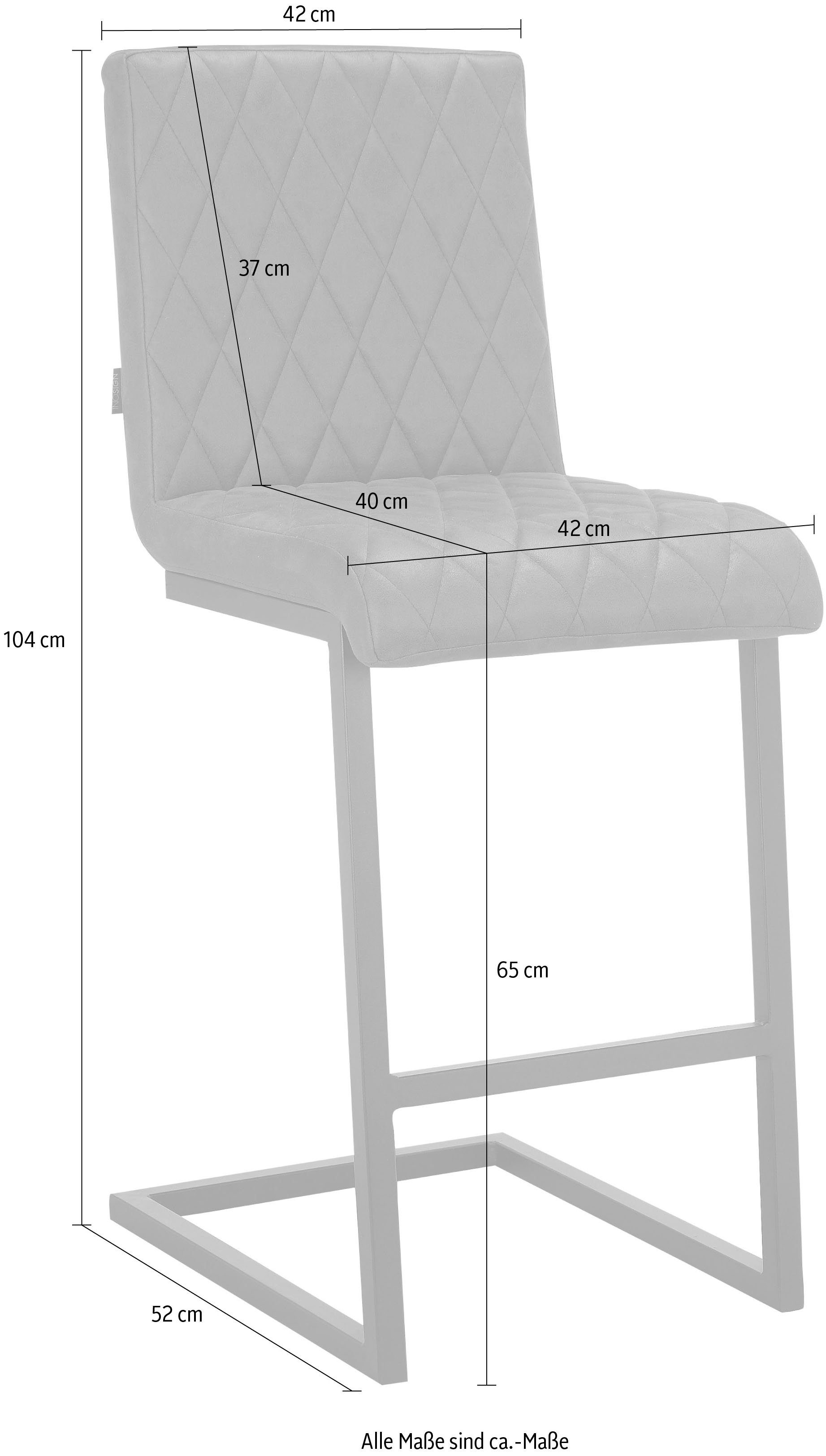 Rücken, 65 anthrazit Sitzhöhe am Janelle gepolstert, St), anthrazit und Sitz Sitz (2 und Rücken | cm Bistrostuhl Nähte INOSIGN