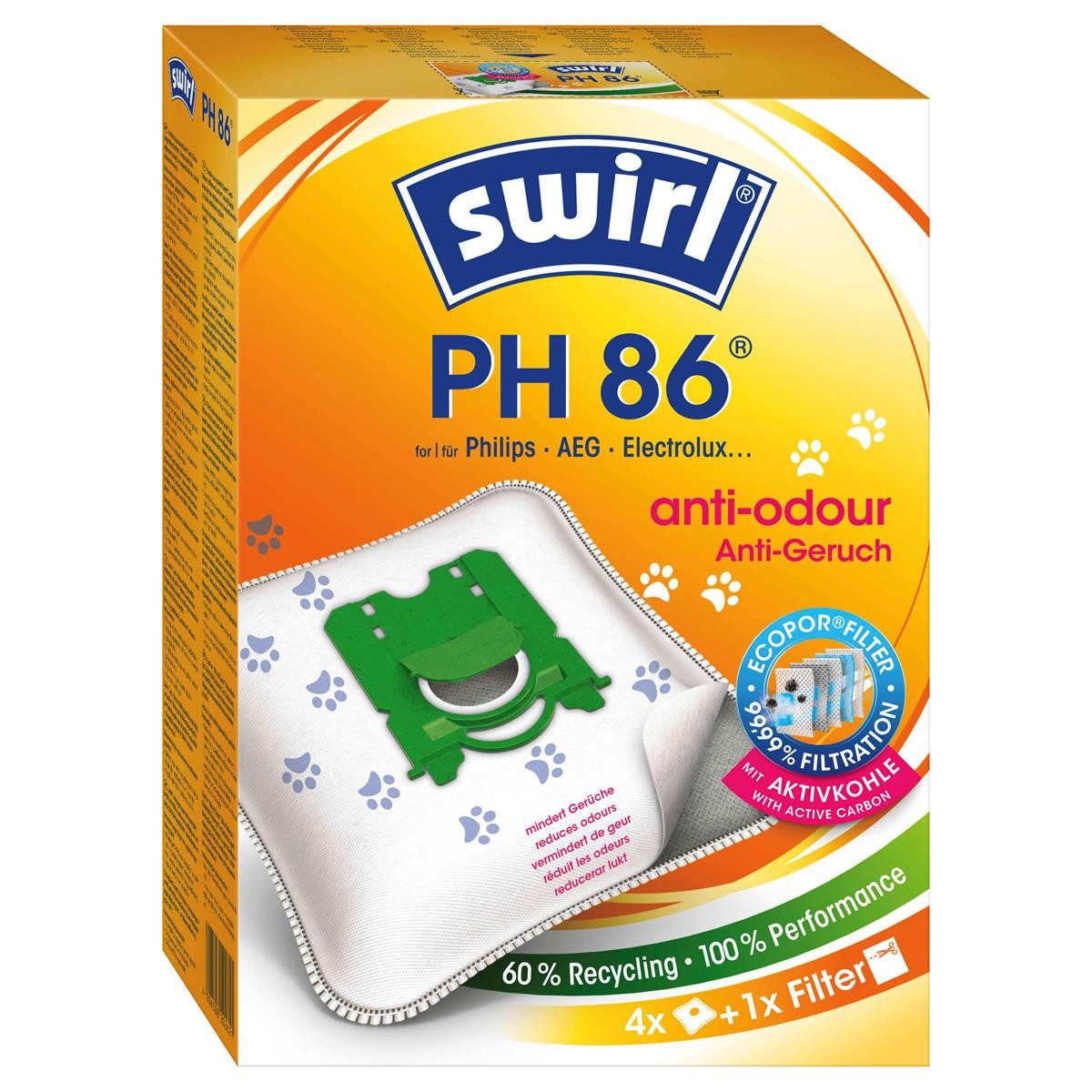 Swirl Staubsaugerbeutel Swirl PH 86 Staubsaugerbeutel Anti-Geruch - Philips, AEG Staubsauger (