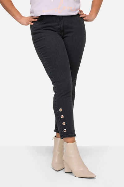 MIAMODA Regular-fit-Jeans Jeans tapered Fit 5-Pocket Saum mit Zier-Ösen