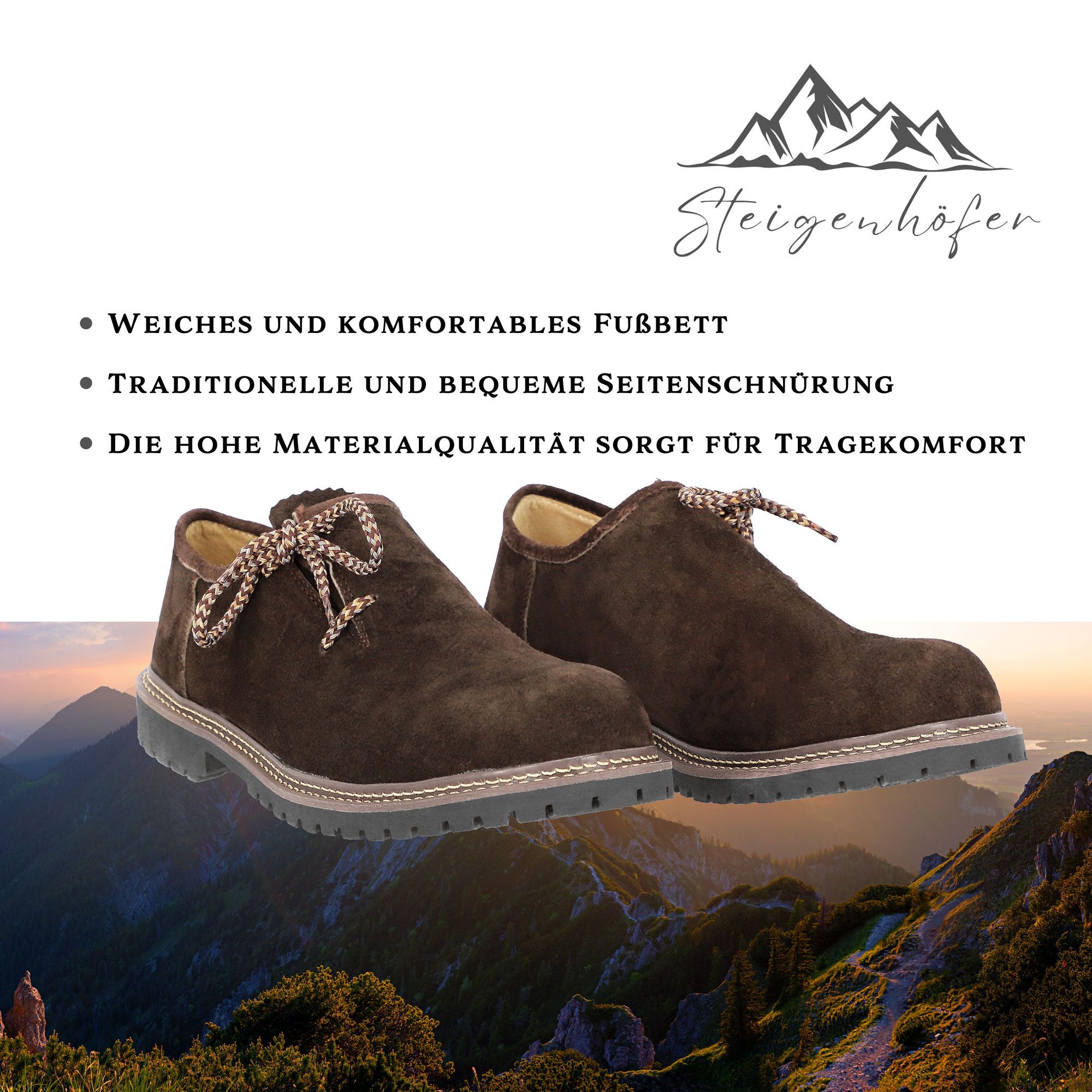 Steigenhöfer Manufaktur Trachtenschuhe Herren - Florian - Echtes Wildleder - Optimale Passform Haferlschuh Echtleder Herrenschuhe fürs Oktoberfest und Feierlich – Bild 4 von 5