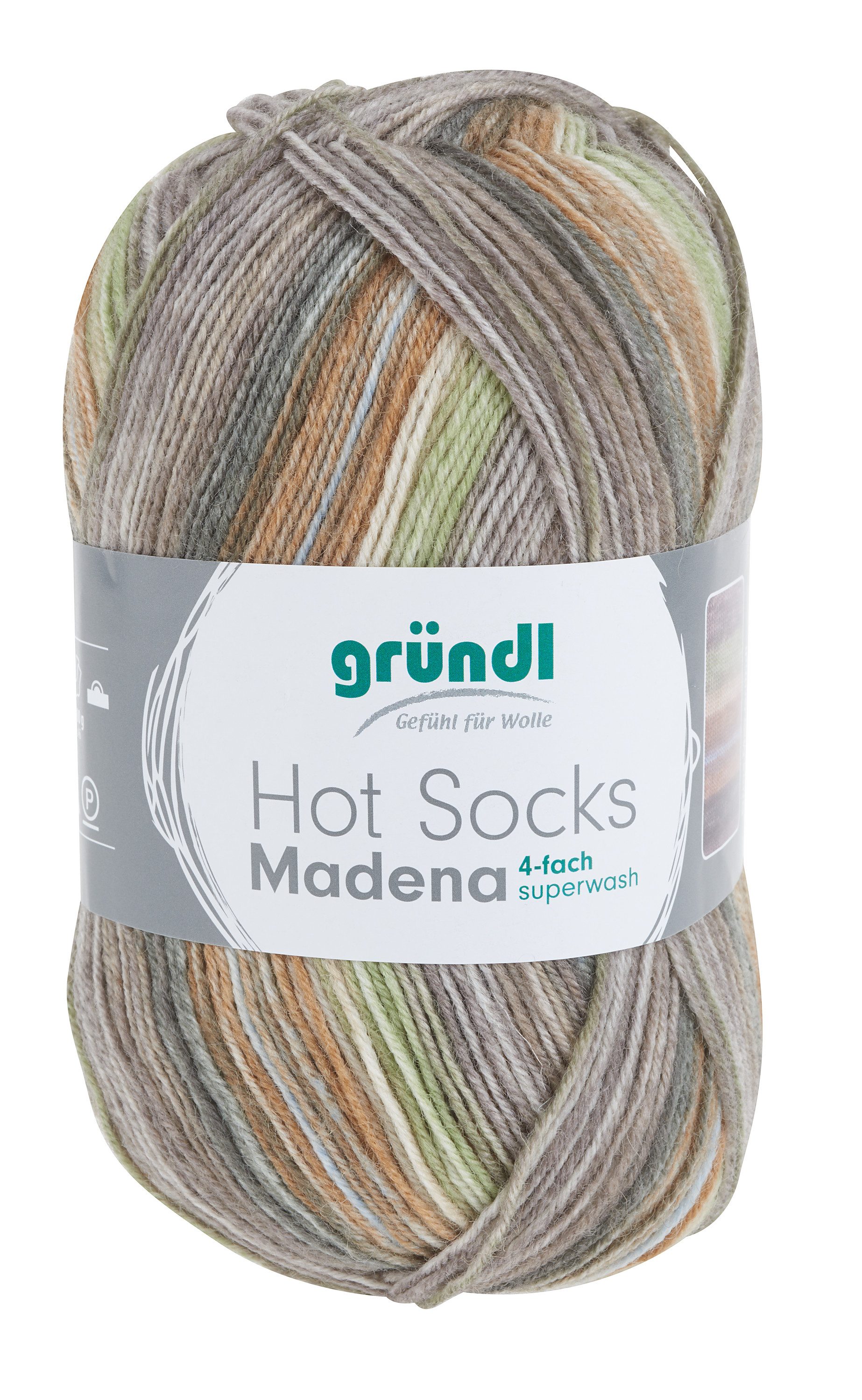 Gründl Sockenwolle Hot Socks Madena Häkelwolle, 100 g 4-fädig