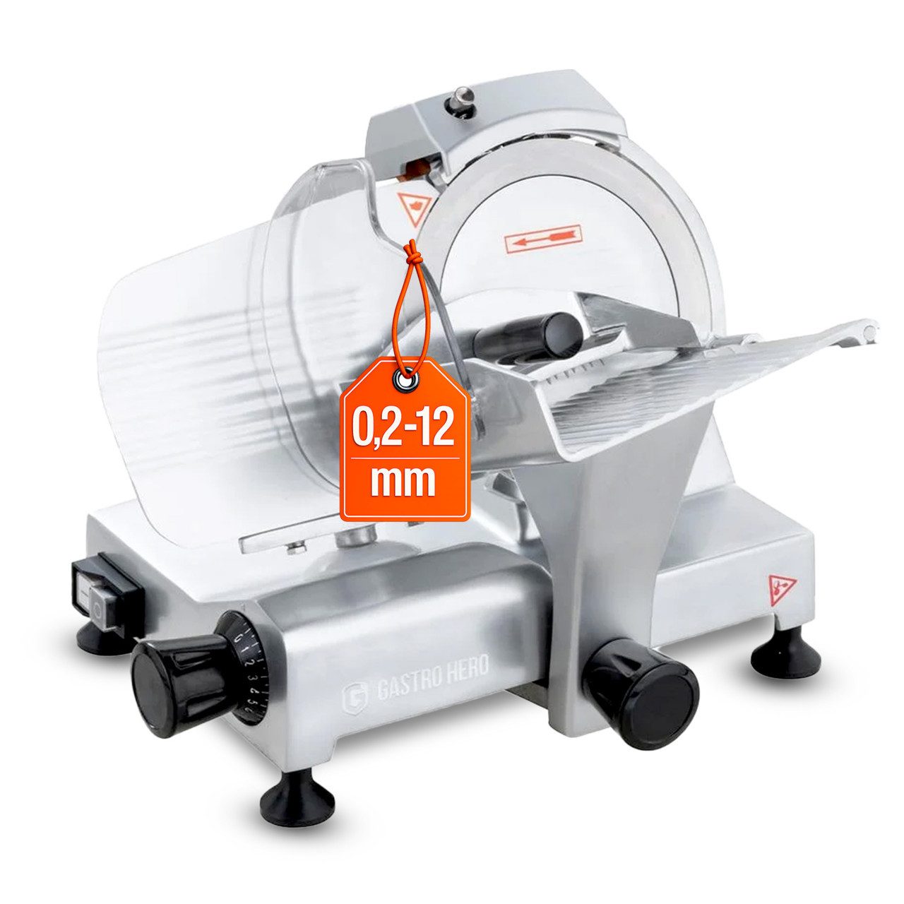 GastroHero Elektromesser Aufschnittmaschine ASM195, Wurstschneidemaschine, 120 W, Integrierter Schleifstein, Schuko-Stecker, kompakte Bauweise