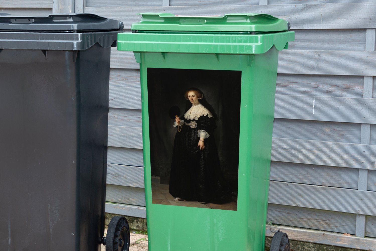 (1 Mülleimer-aufkleber, MuchoWow Rembrandt von Coppit Wandsticker Sticker, St), van - Mülltonne, Eheporträt Rijn Abfalbehälter Oopjen Container,