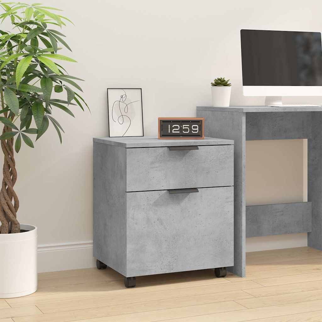 vidaXL Aktenschrank vidaXL Mobiler Aktenschrank mit Rollen Betongrau 45x38x54 cm