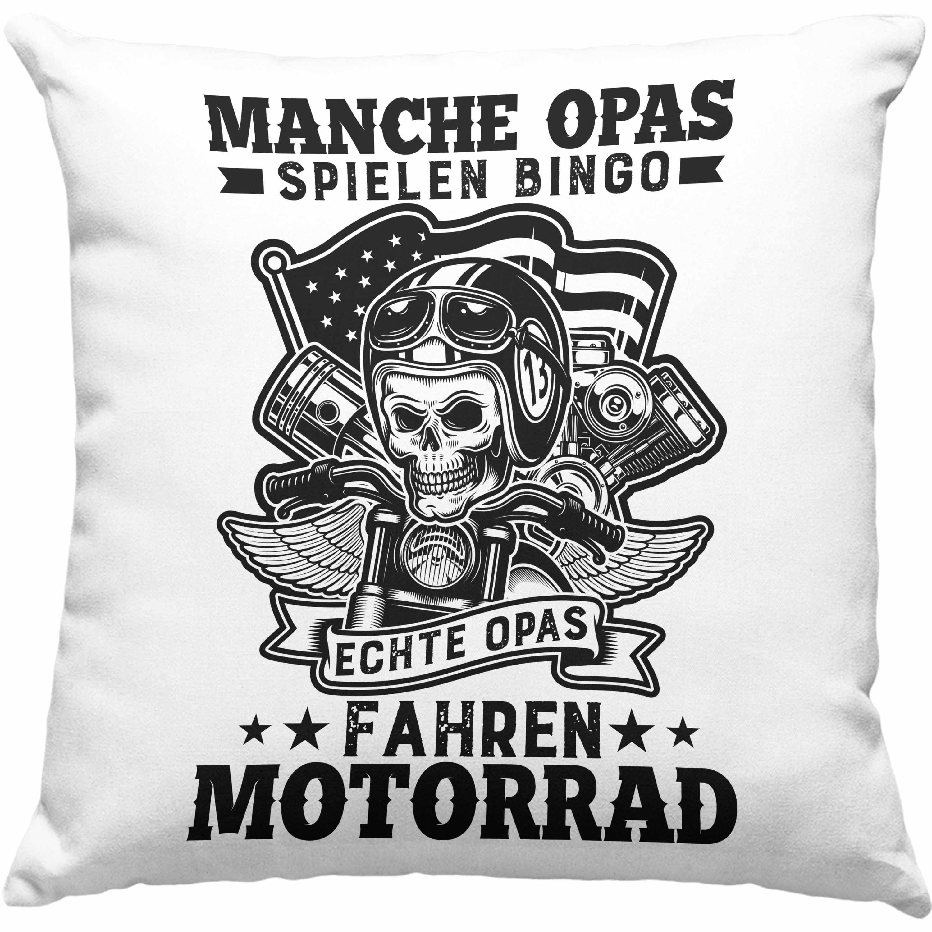 Trendation Dekokissen Trendation - Opa Motorrad Geschenk Kissen Opa Motorradfahrer Geschenkidee Vatertag Geburtstag Geschenkideee Dekokissen mit Füllung 40x40 Rosa