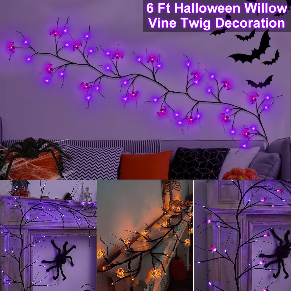 Lichterkette JOYOLEDER, LED-Leuchtzweig Lichterzweig Spinne Ast LED Kunstzweig Halloweenbeleuchtung Innen Außen und Baum, für