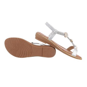 Ital-Design Damen Freizeit Riemchensandalette (86016746) Keilabsatz/Wedge Riemchensandalen in Silber