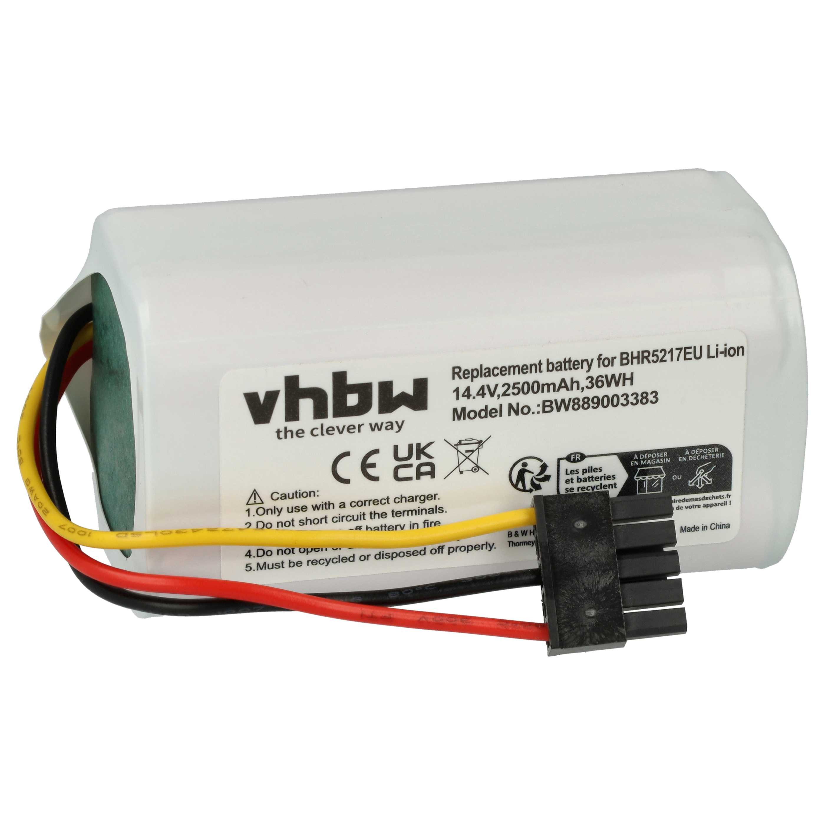 vhbw Akku Ersatz für Xiaomi 260V-4S1P, N011-4S1P für Saugroboter (2500 mAh, Staubsauger-Akku Akku Li-Ion 2500 mAh (14,4 V), Leistungsfähiger Austausch-Akku für Ihren Saugroboter