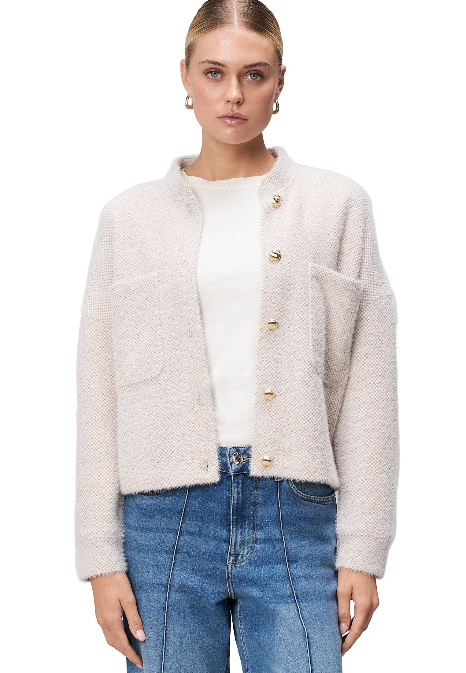 Zero Jackenblazer Damen strukturiert mit Knopfleiste Knopfleiste günstig online kaufen