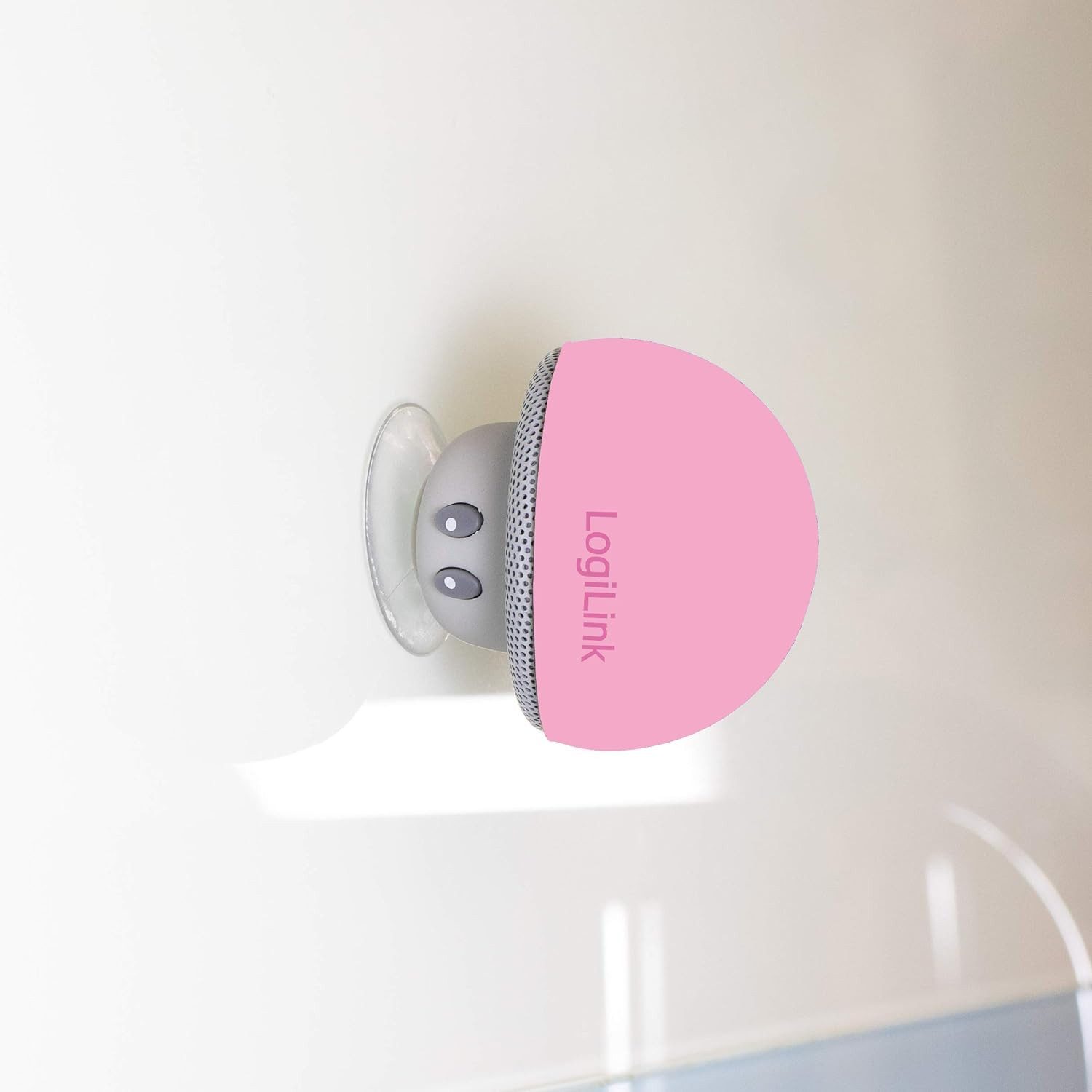 LogiLink Mini Bluetooth Lautsprecher Gelb mit Saugnapf und Mikrofon Bluetooth-Lautsprecher (Bluetooth Class II, Ultrakompakt, wassergeschützt, Freisprechfunktion)