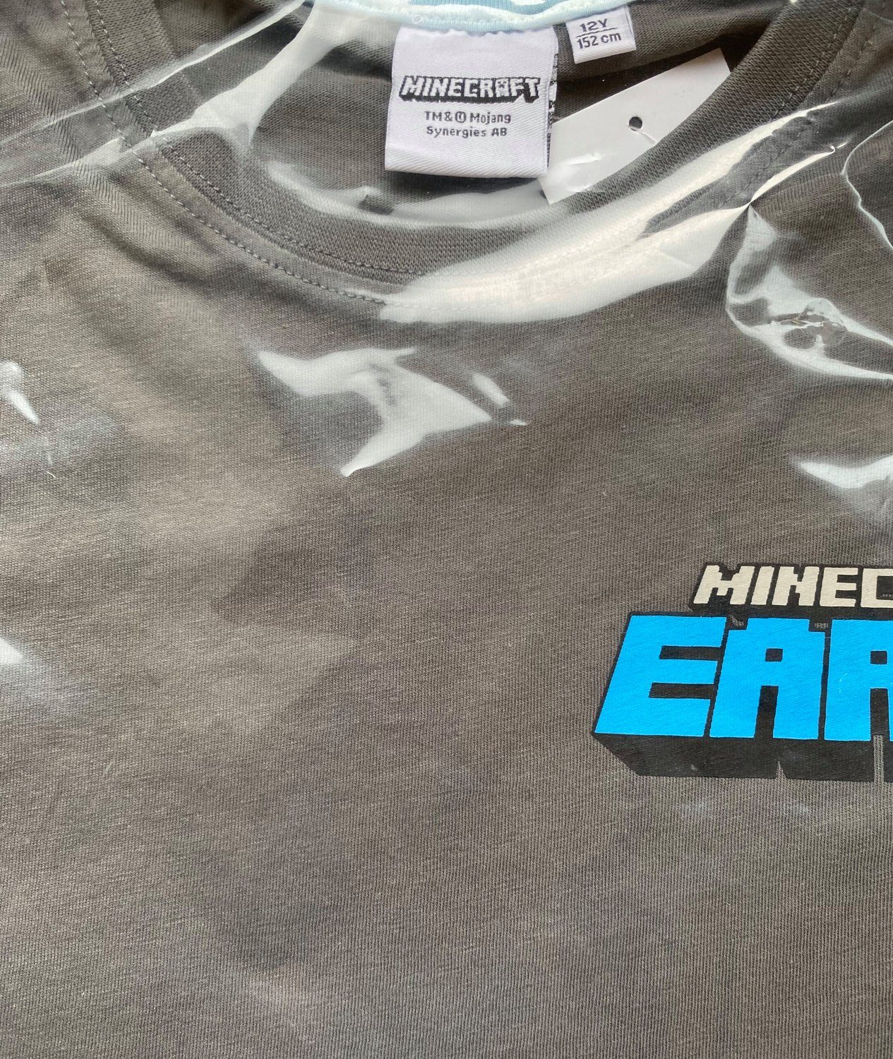 Minecraft T-Shirt Minecraft T-SHIRT Earth Dunkelgrau Creeper Kinder