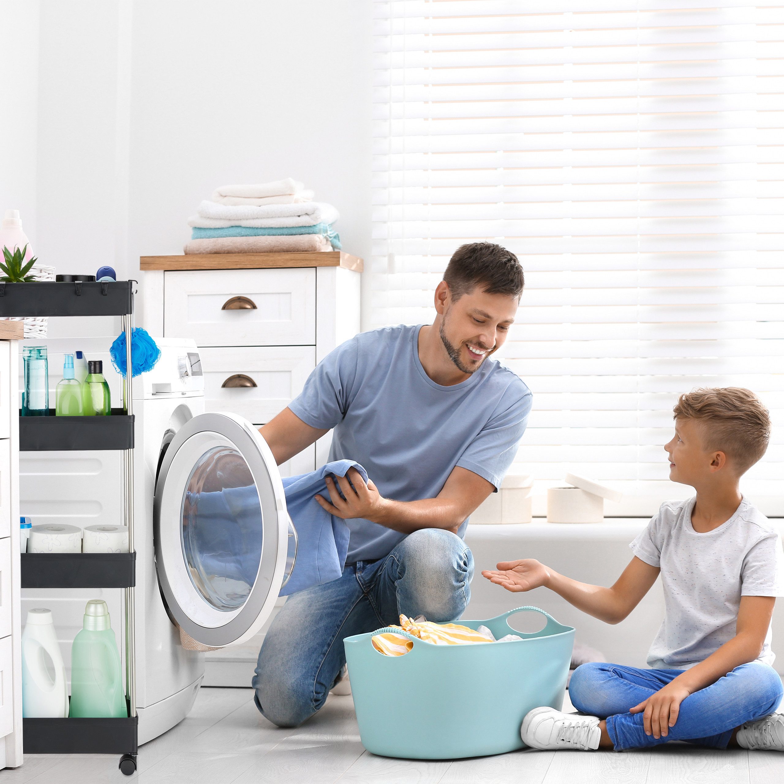 relaxdays Ablageregal Nischenwagen mit 4 Ebenen, grau