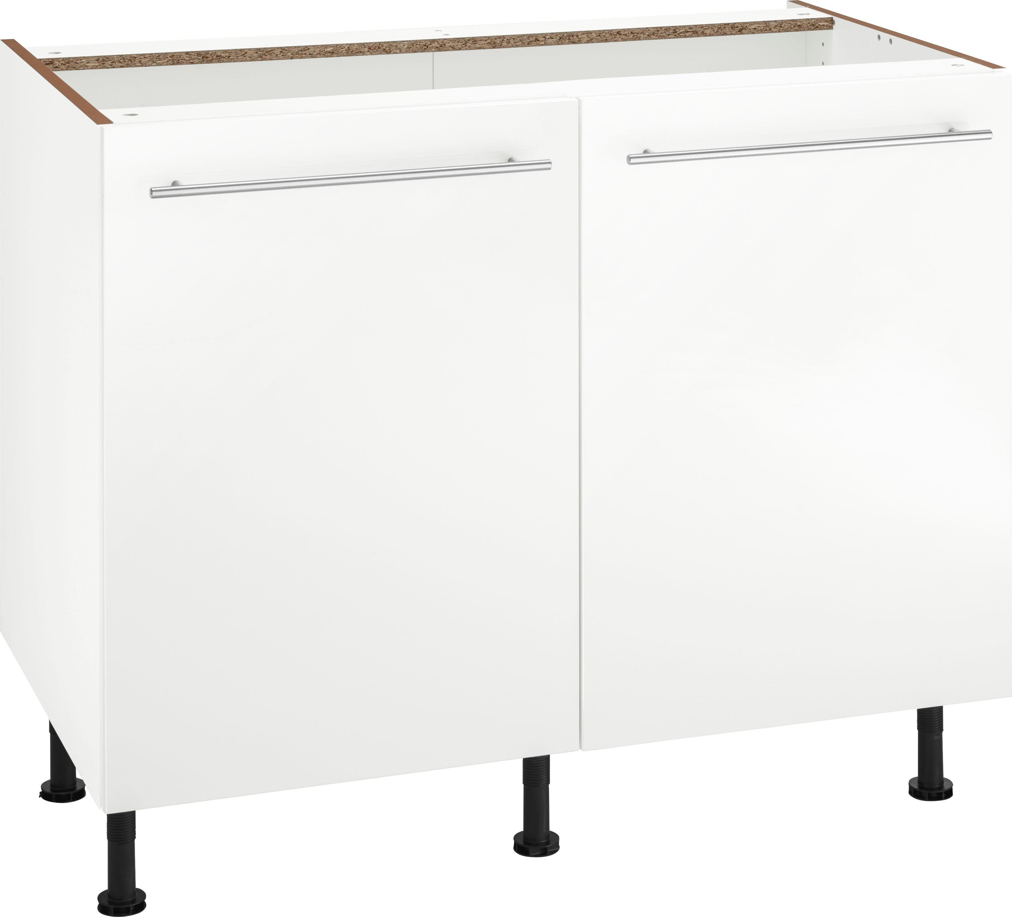 OPTIFIT Unterschrank Bern 100 cm breit, mit 2 Türen, mit höhenverstellbaren Füßen weiß Hochglanz/weiß