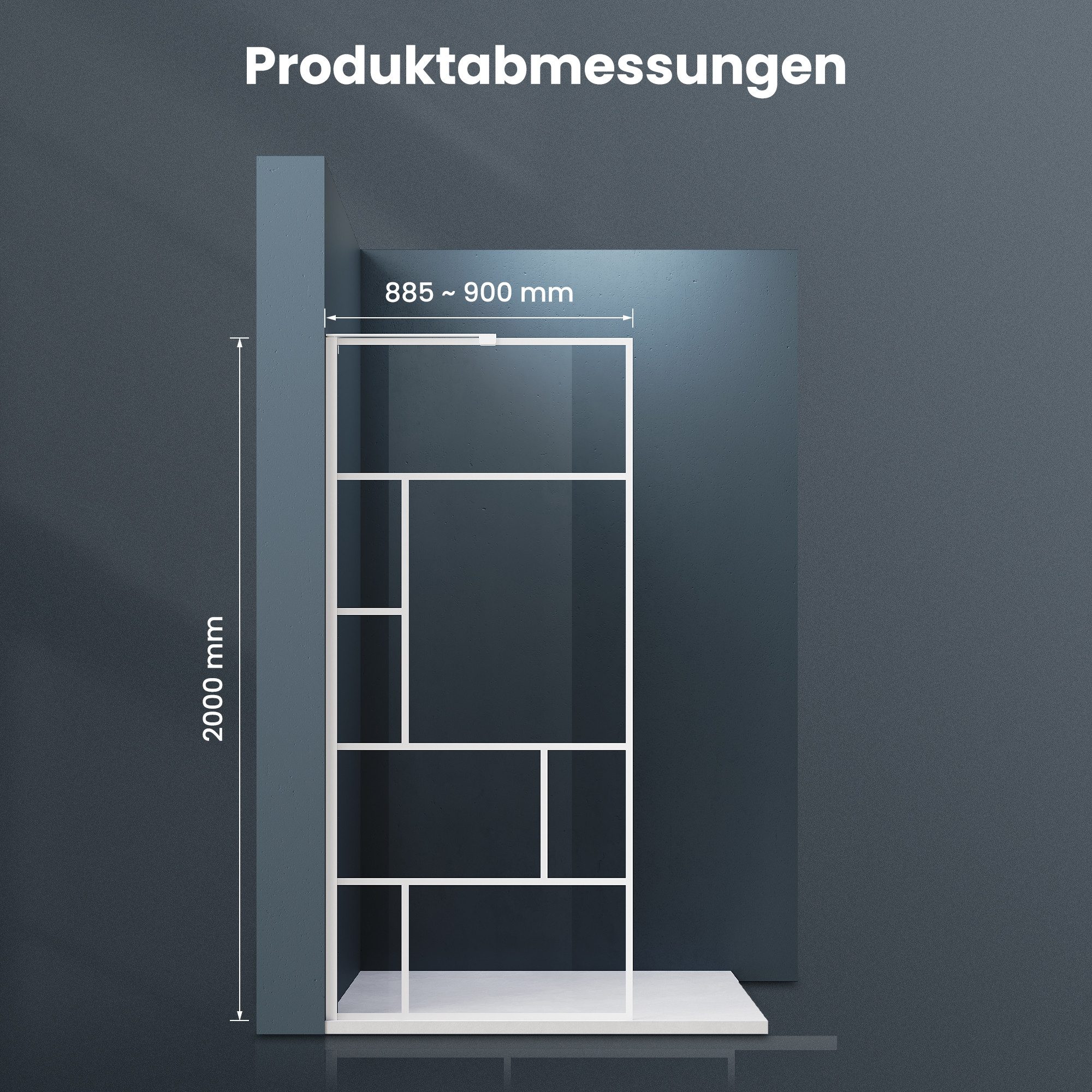 SONNI Walk-in-Dusche Walk in Duschwand Weiß 90/100/120cm Duschkabinen – Bild 4 von 5