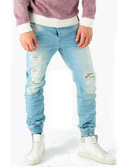 VSCT Destroyed-Jeans VSCT Herren Jeans Noah Cuffed Vintage Bleached Used Look V-5641223 Destroyed Männer-Hose Jeans Slim Fit