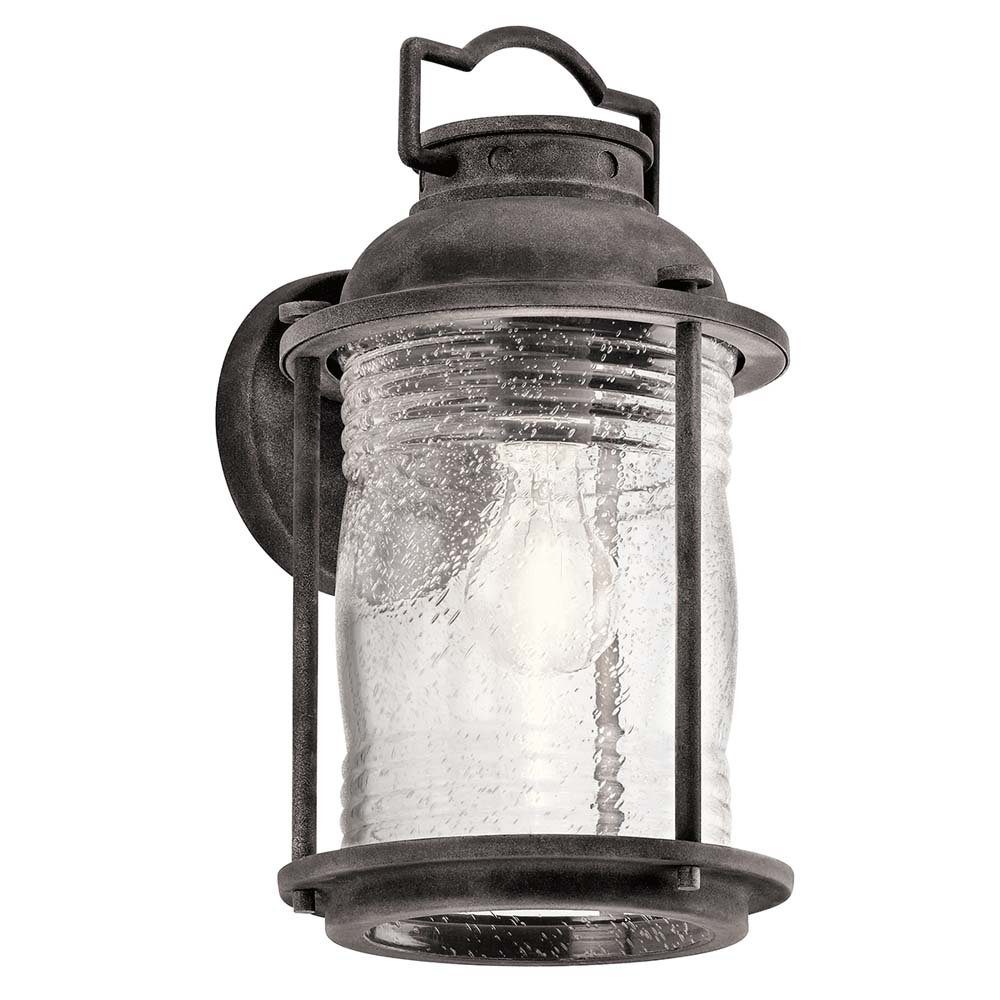 Elstead LIGHTING Außen-Wandleuchte, Leuchtmittel nicht inklusive, Außenleuchte Wandlampe Stahl Glas Verwittertes Zink IP44 H 34,6 cm