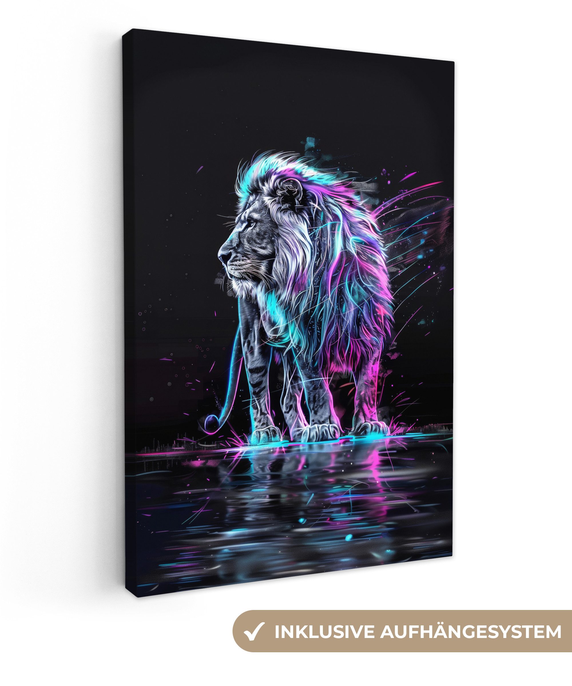 Leinwandbild Löwe - Farben - Schwarz - Tiere