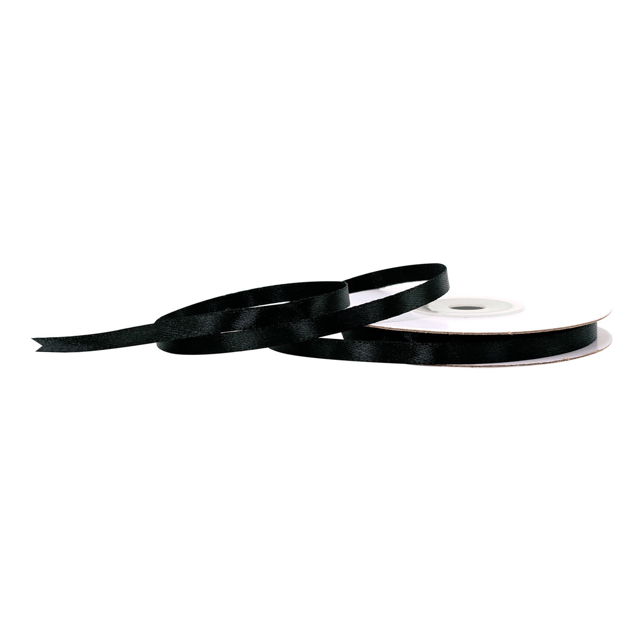 Creativery Satinband, Satinband 6mm x 25m Rolle Schwarz
