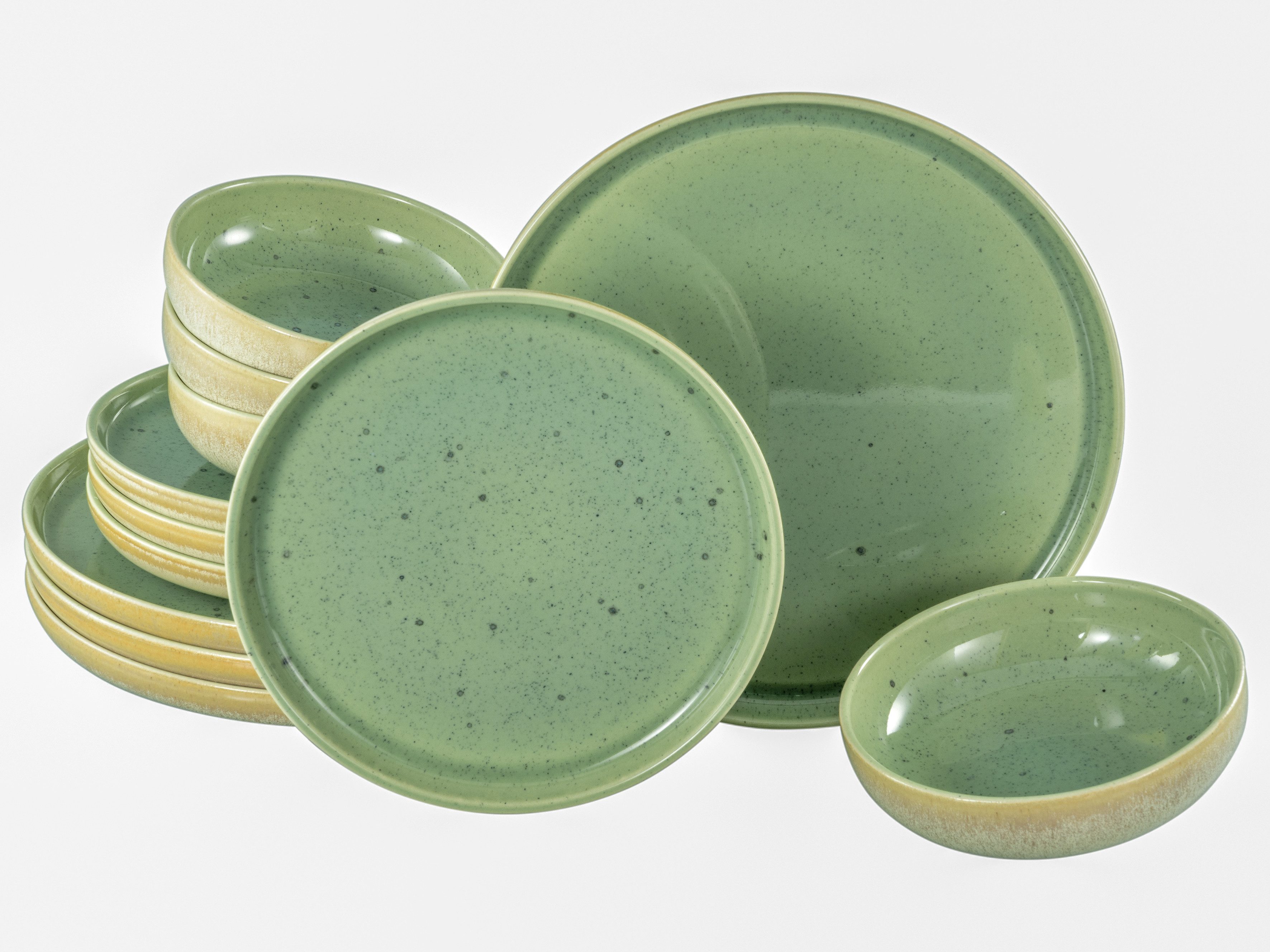 Teller-Set Uno Romana Grün, Tellerset 12-tlg