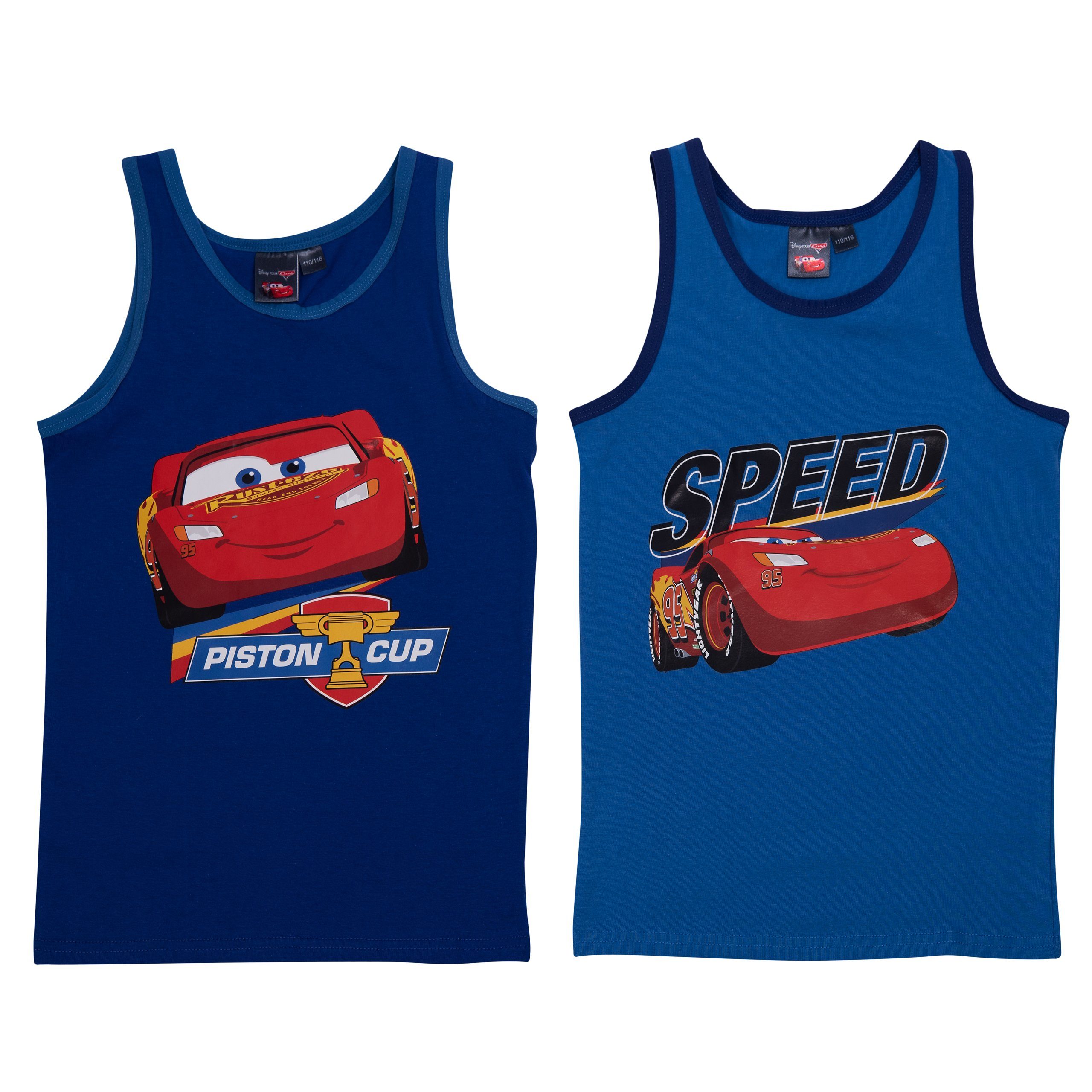 United Labels® Unterhemd Disney Cars - Lightning McQueen Unterhemd für Jungen Blau (2er Pack)