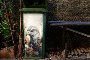 MuchoWow Wandsticker Adler - Adler - Vogel - Blumen - Natur (1 St), Mülleimer-aufkleber, Mülltonne, Sticker, Container, Abfalbehälter