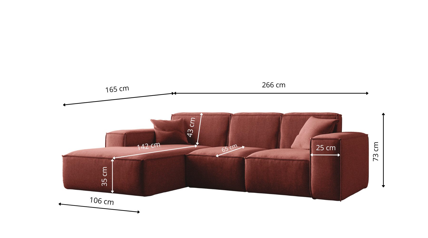 Kaiser Möbel Ecksofa Eckcouch SIENA L-Form, Stoff Poso/Salvador/Maloy/Artico/Velo, Einzelsofa, Bequem, originelles Design, praktisch, viele Farben