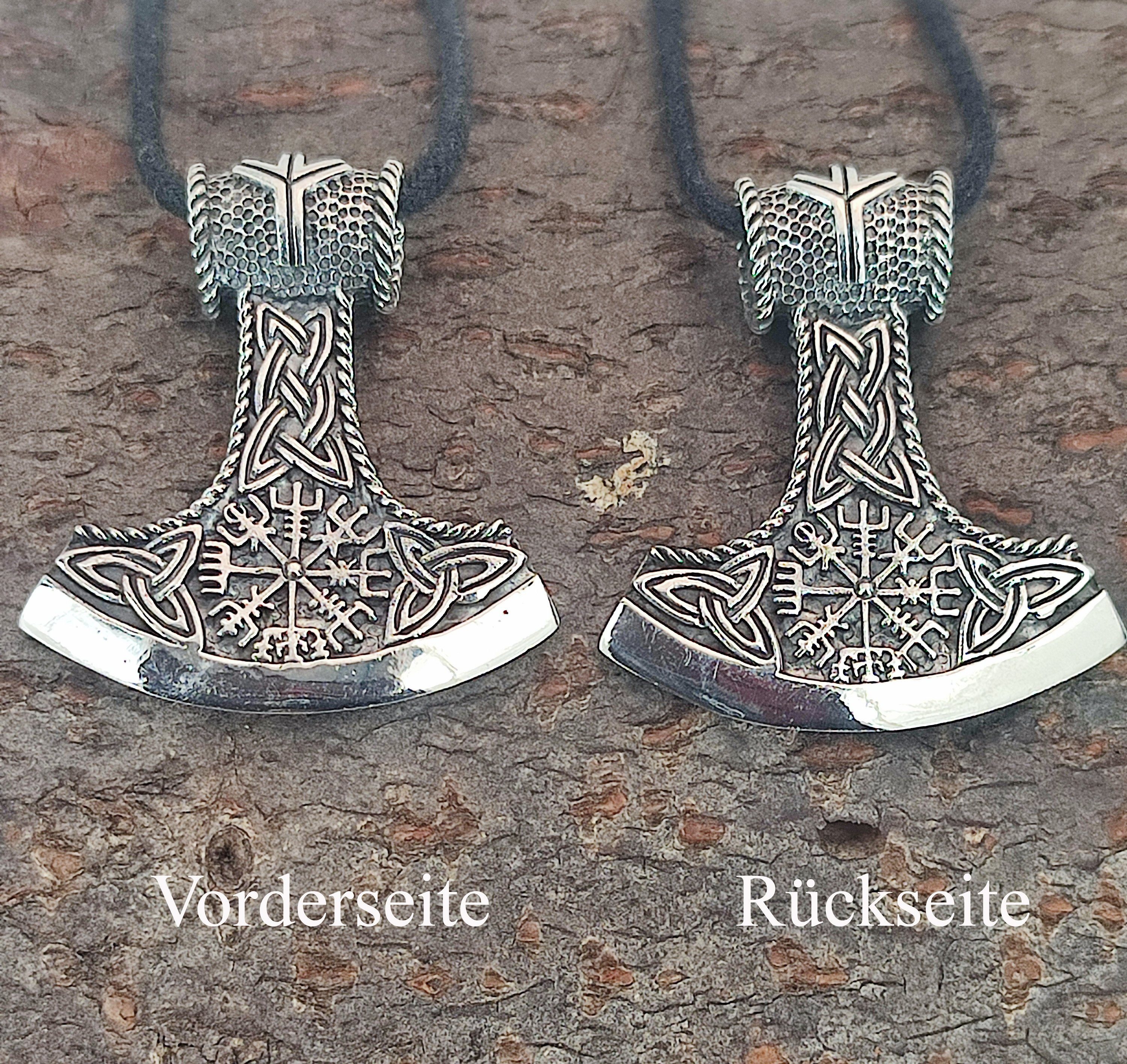Thor Kiss Wikingerkompass mm Kette Anhänger 3 Thorshammer Leather Hammer Königskette mit of Vegvisir