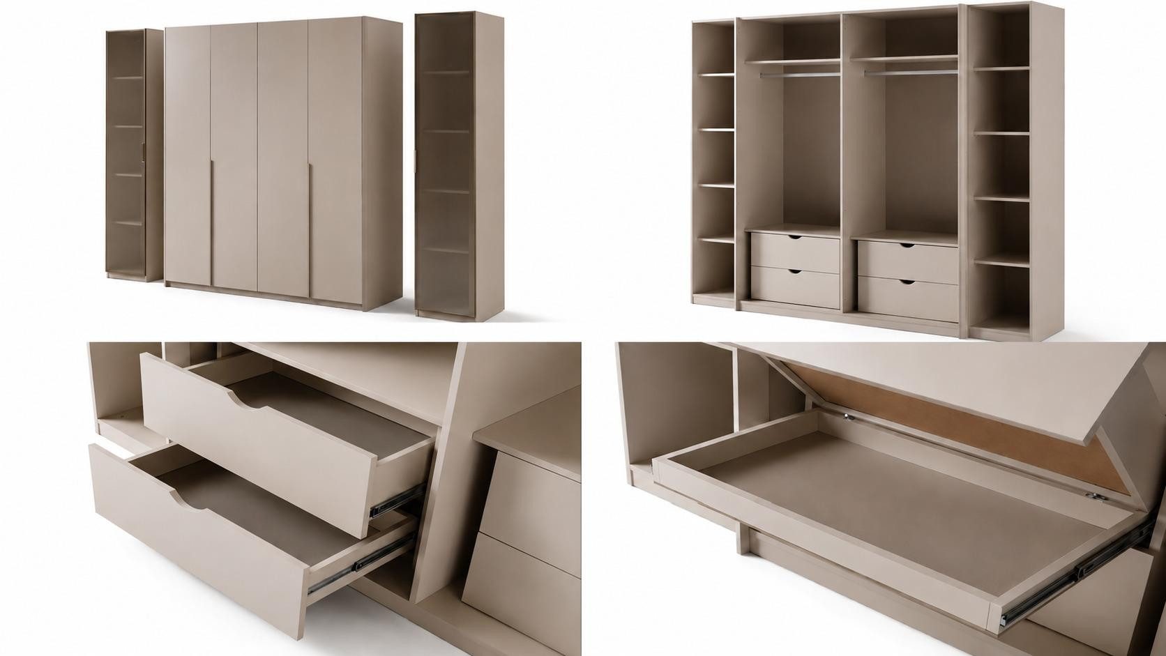 JVmoebel Kleiderschrank Schrank Modern Beige Funktional Symmetrisch Trendig Zurückhaltend (1-St) Made in Europa