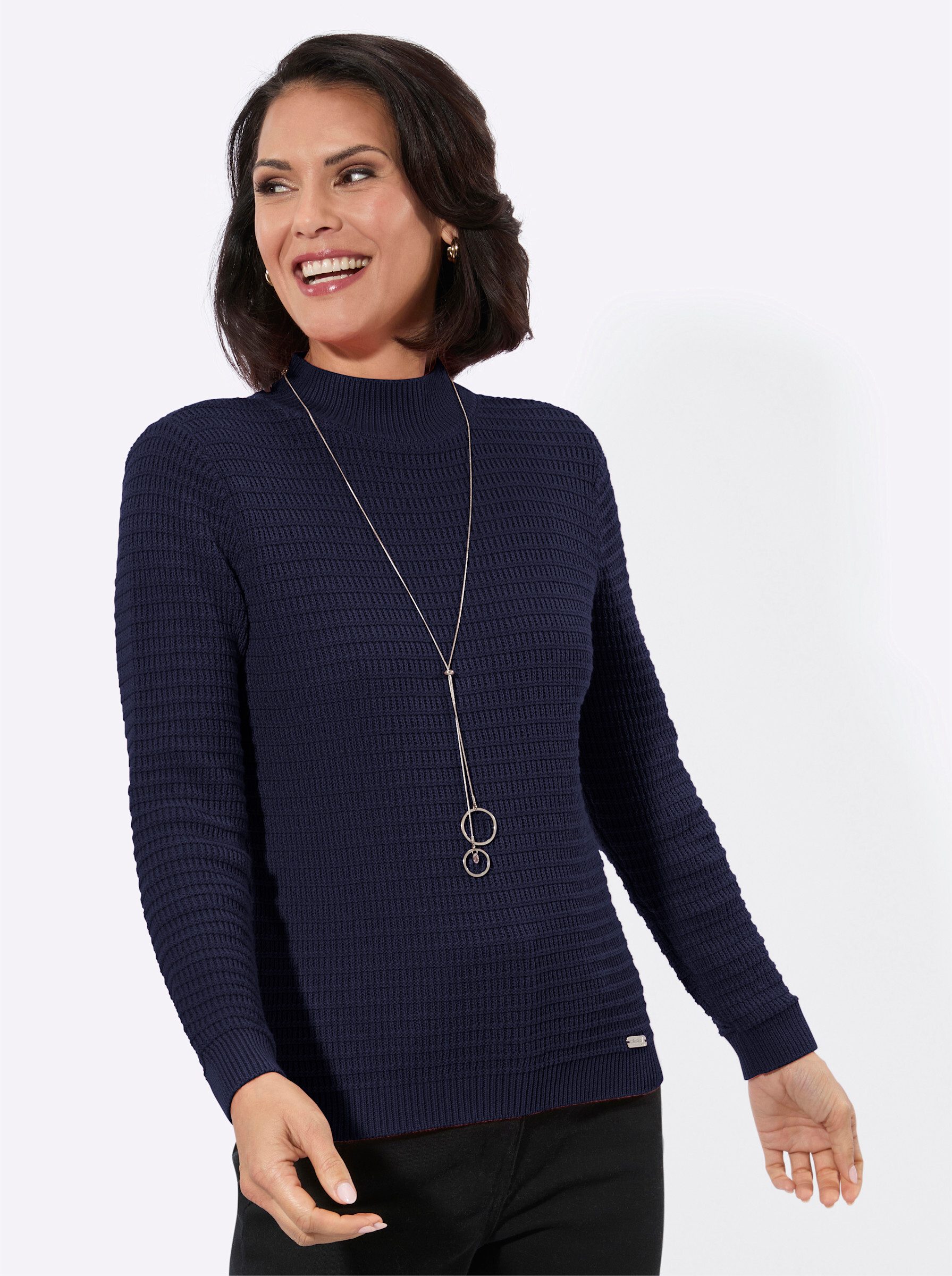 Strickpullover Stehkragen-Pullover Langarm