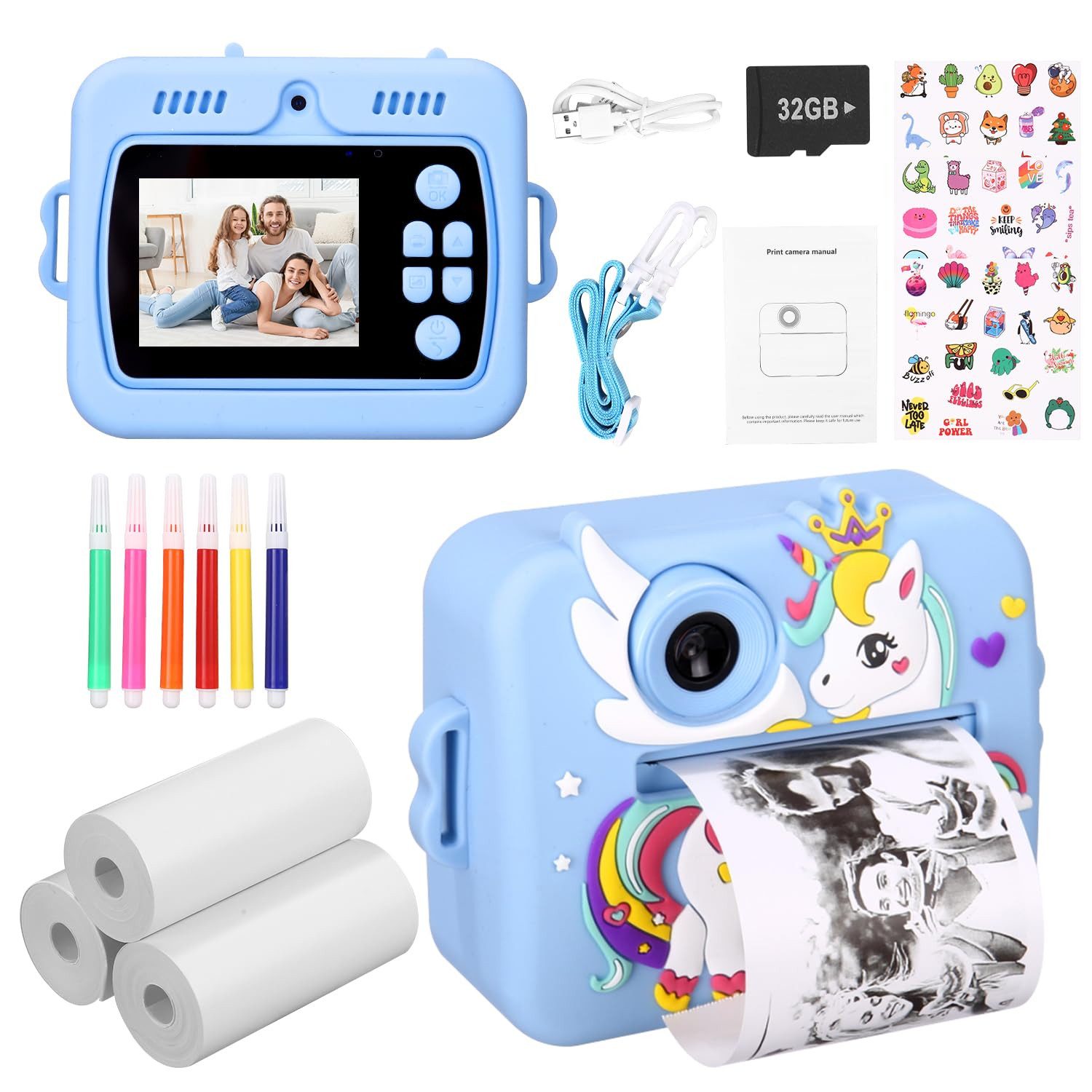 48MP 1080P HD Einhornkamera für 3-12 Jahre Kinder,  Kinderkamera