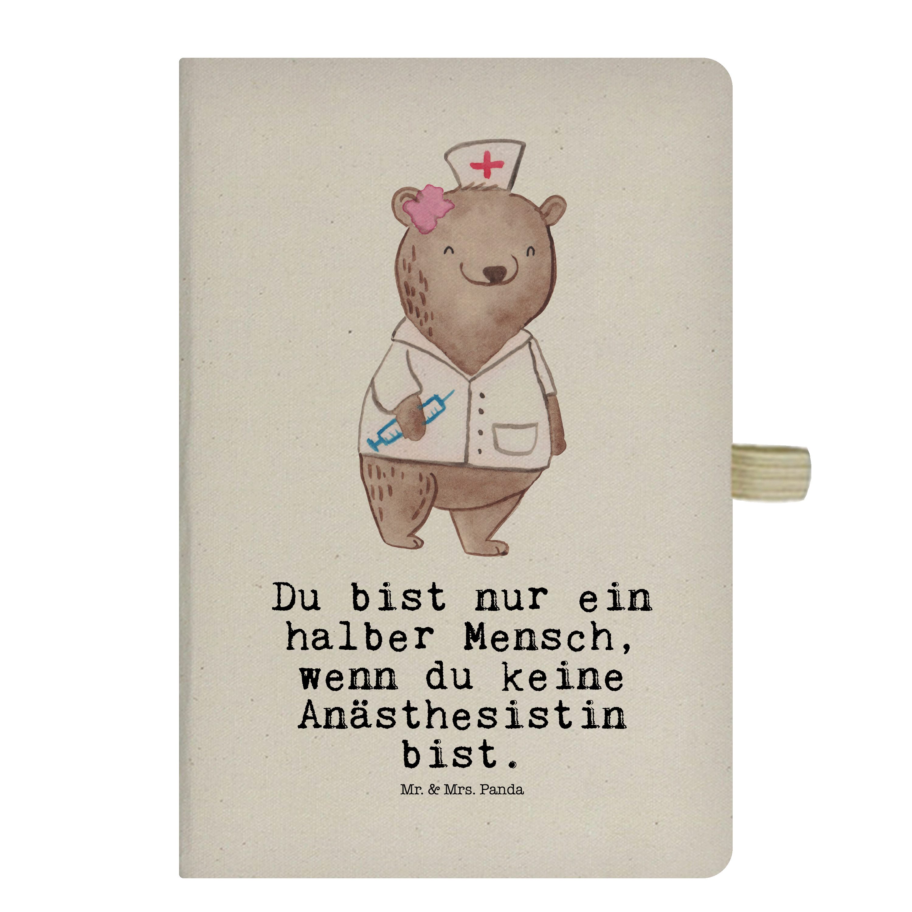 Mr. & Mrs. Panda Notizbuch Anästhesistin mit Herz - Transparent - Geschenk, Krankenhaus, Notizbl Mr. & Mrs. Panda