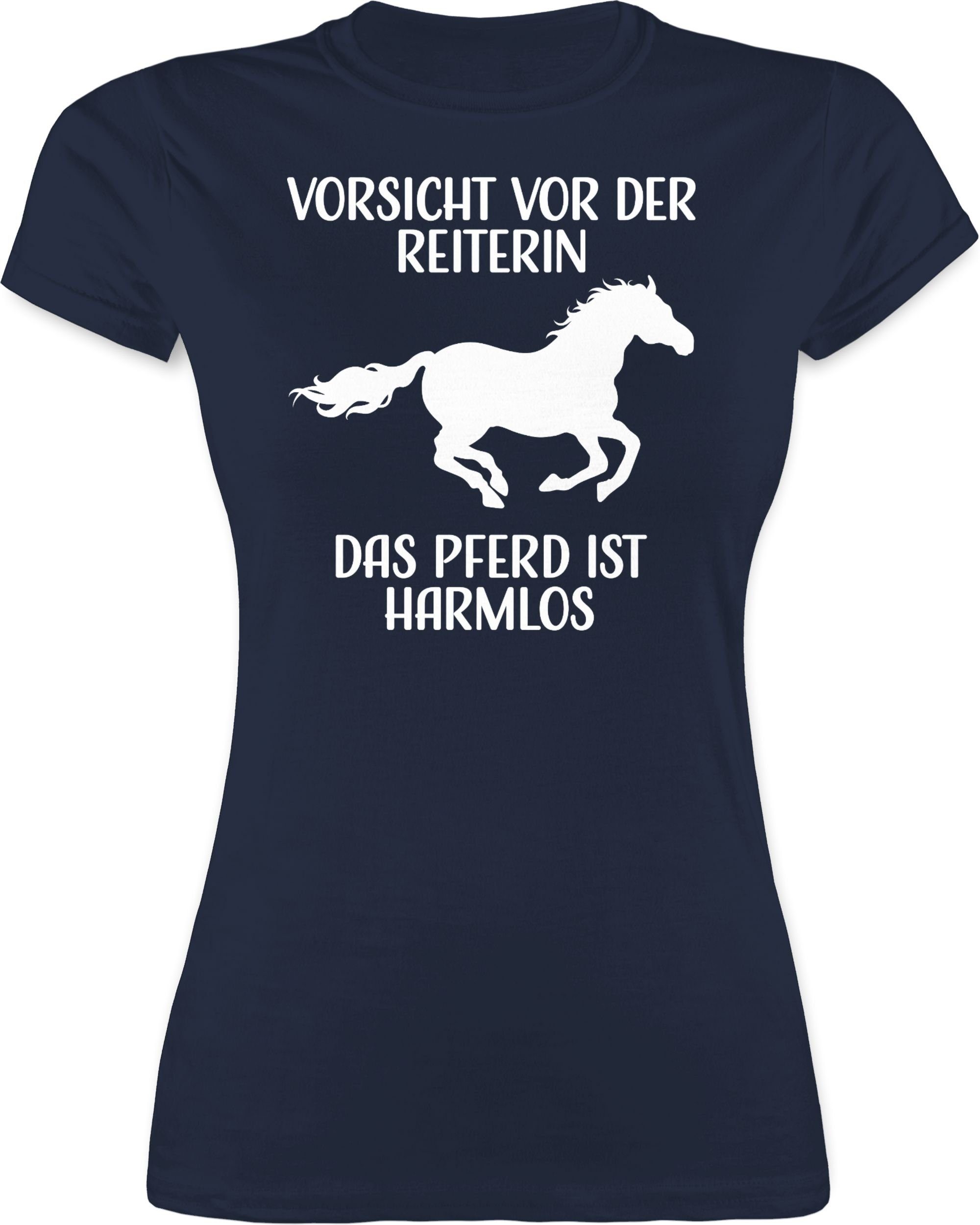 Damen Shirts Shirtracer T-Shirt Vorsicht vor der Reiterin - Das Pferd ist Harmlos - weiß - Pferd & Pferde - Damen Premium T-Shir