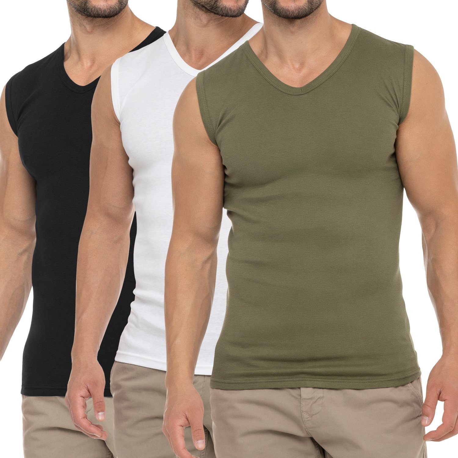 Unterhemd Herren Business Muskelshirt V-Neck (3er Pack) Muscle Shirt