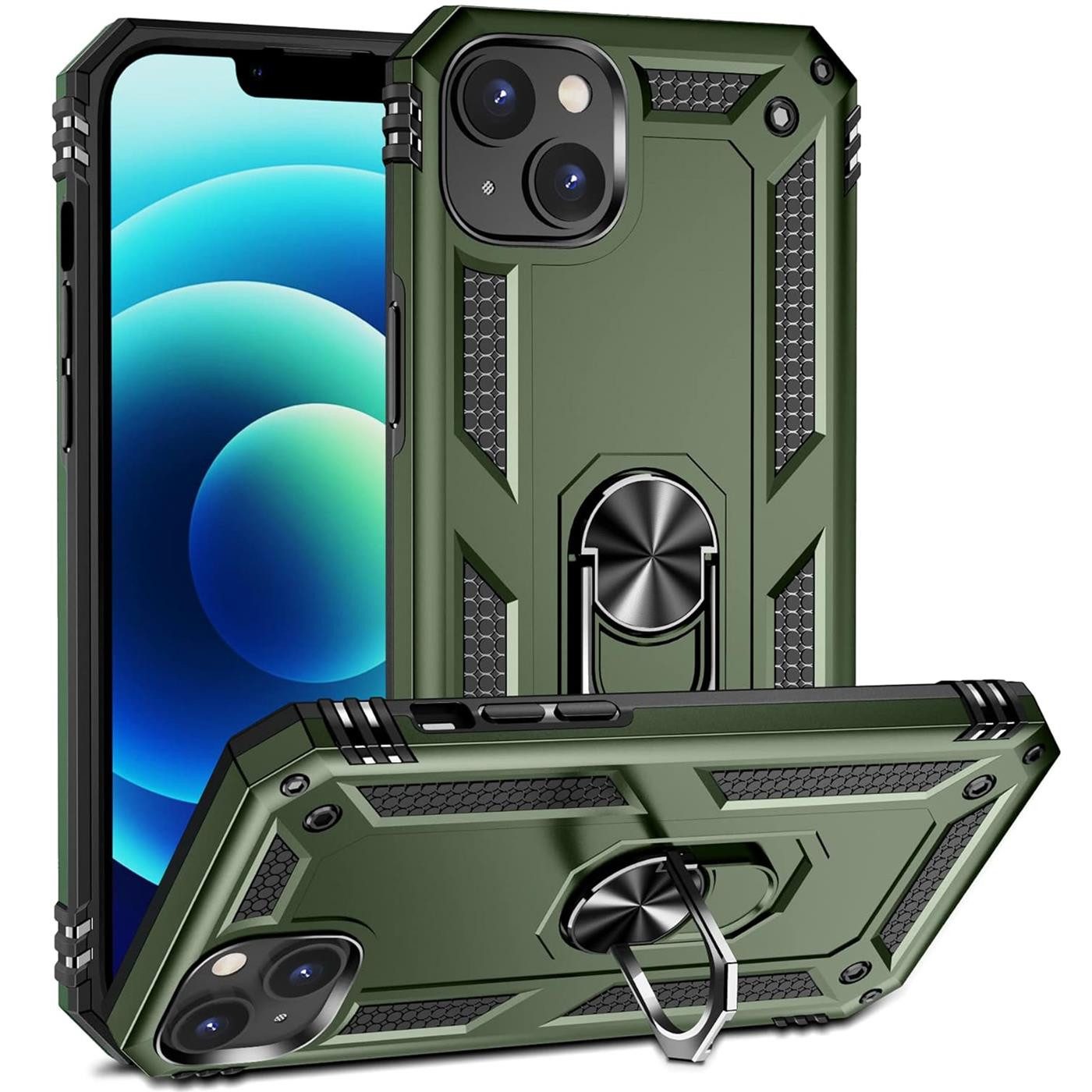 CoolGadget Handyhülle Armor Shield Case für Apple iPhone 15 6,1 Zoll, Outdoor Cover mit Magnet Ringhalterung Handy Hülle für iPhone 15