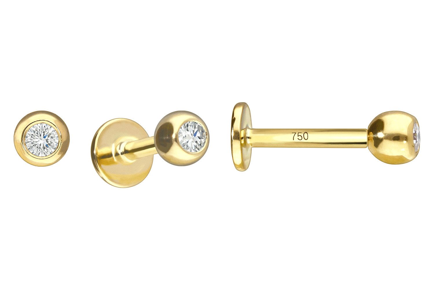 PIERCINGLINE Piercing-Set 18 Karat Gold Labret DIAMANT (Labrets, 1-tlg)