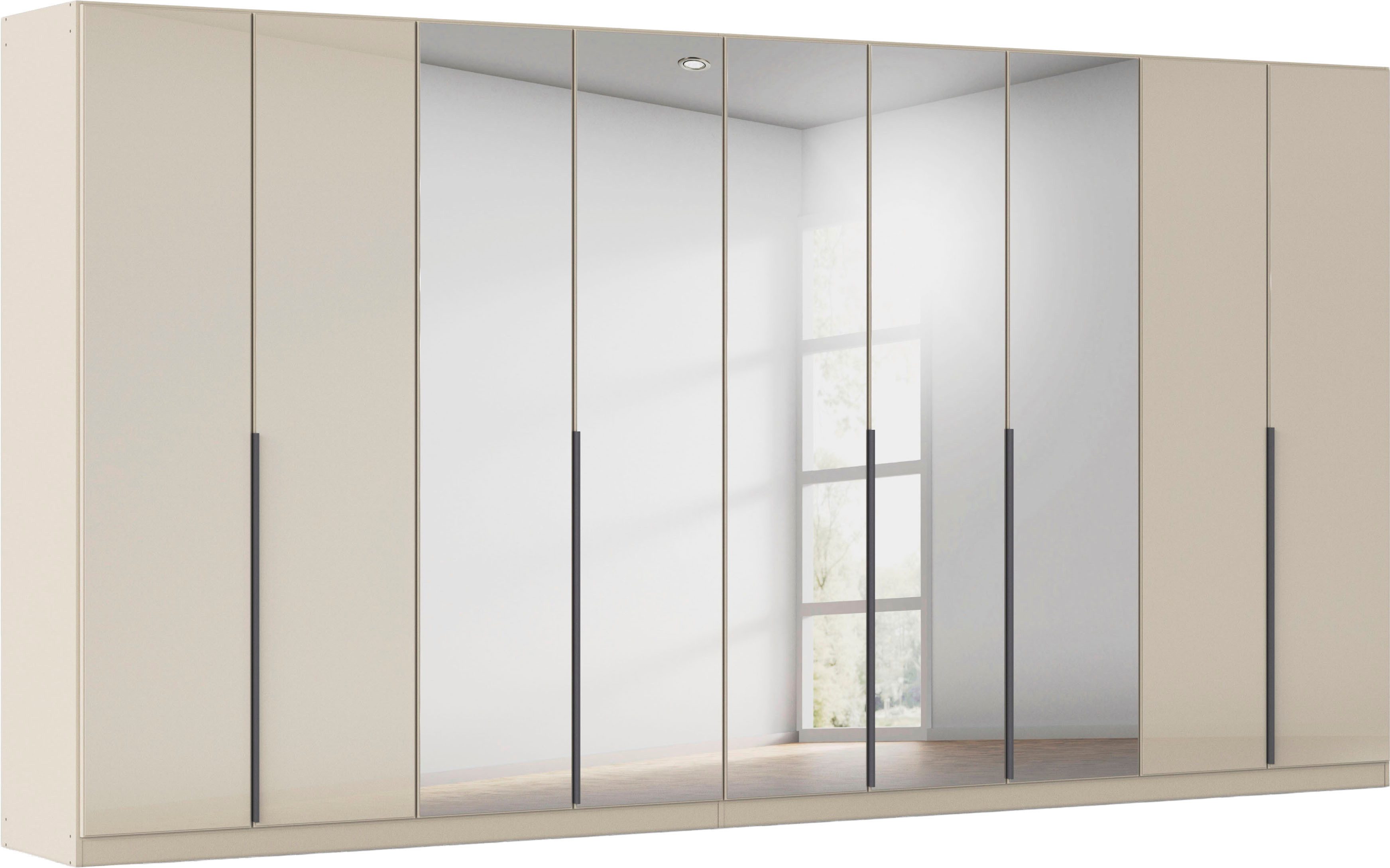 OTTO home Drehtürenschrank Kleiderschrank Schrank Garderobe AGORDO mit Glasfront und Spiegel (in zwei Griff-Farben, Breiten 91-405 cm) durchdachte Innenausstattung, in 8 Breiten und 2 Höhen MADE IN GERMANY