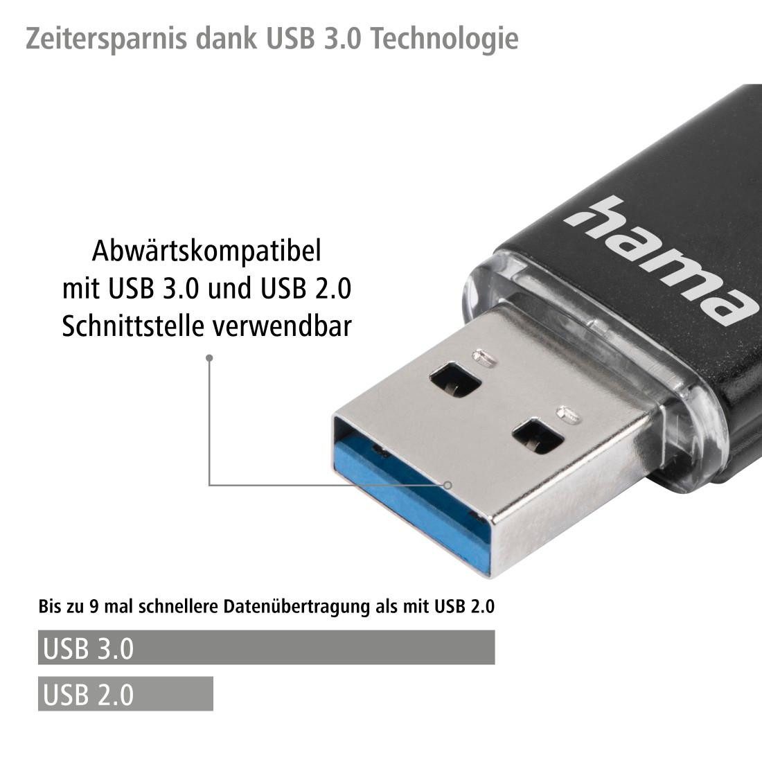 Hama Laeta Twin, USB 3.0 USB-Stick (USB 3.0, Lesegeschwindigkeit 40 MB/s)