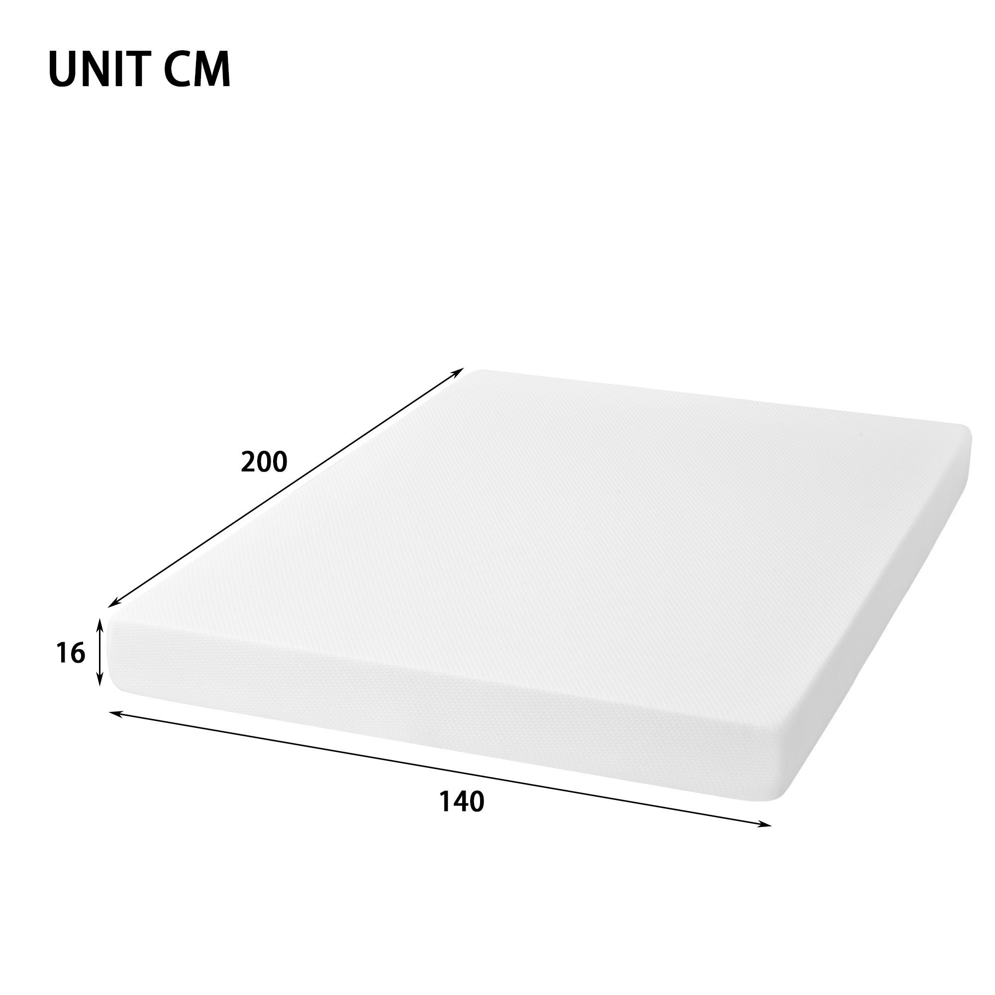 Komfortschaummatratze, PHOEBE 16 Antirutschpartikeln Weiß & H3, mit CAT, Griffen, 200x140 cm Matratze Härte cm, hoch