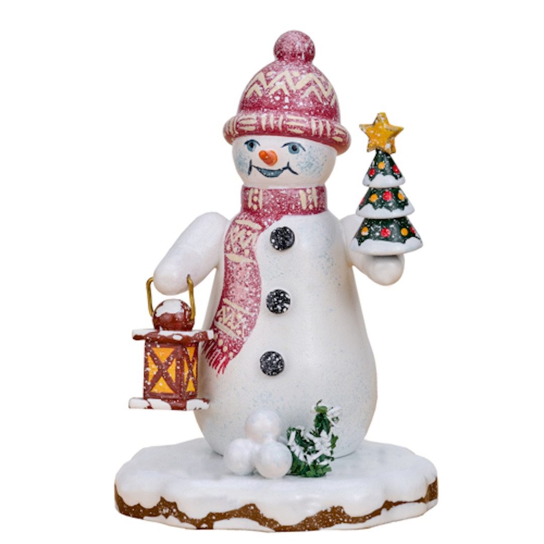Hubrig Volkskunst GmbH Dekofigur Hubrig Winterkinder Schneemann - Tannenlicht (1 St), Handarbeit aus dem Erzgebirge