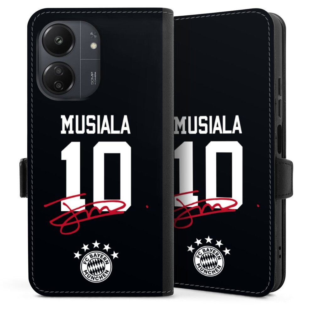 DeinDesign Handyhülle FC Bayern München Jamal Musiala FCB Musiala 10, Xiaomi Redmi 13C 4G Hülle Handy Flip Case Wallet Cover