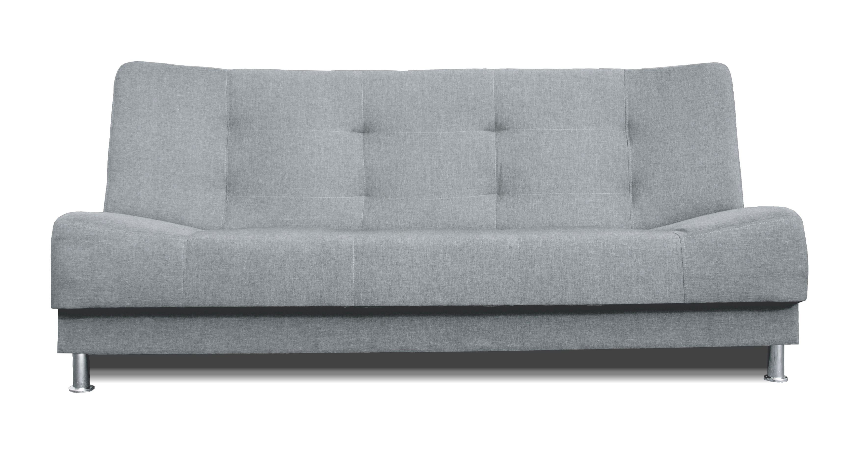Dreisitzer-Sofa Grau Siblo mit Bettzeugbehälter, Vittoria Schlaffunktion, Dreisitzige 3-Sitzer Couch