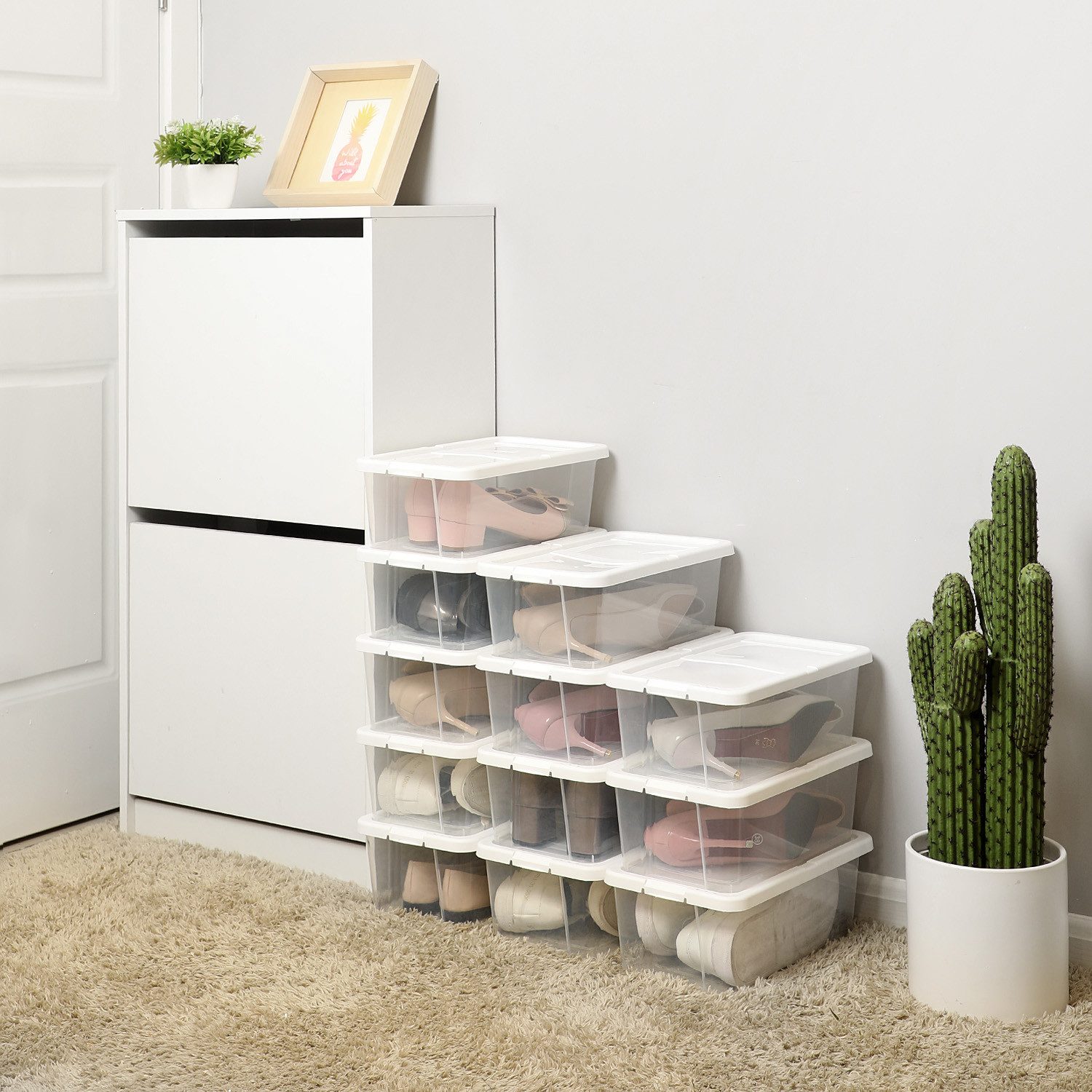 SONGMICS Schuhbox Aufbewahrungsboxen (12 St), für Schuhe bis Größe 41